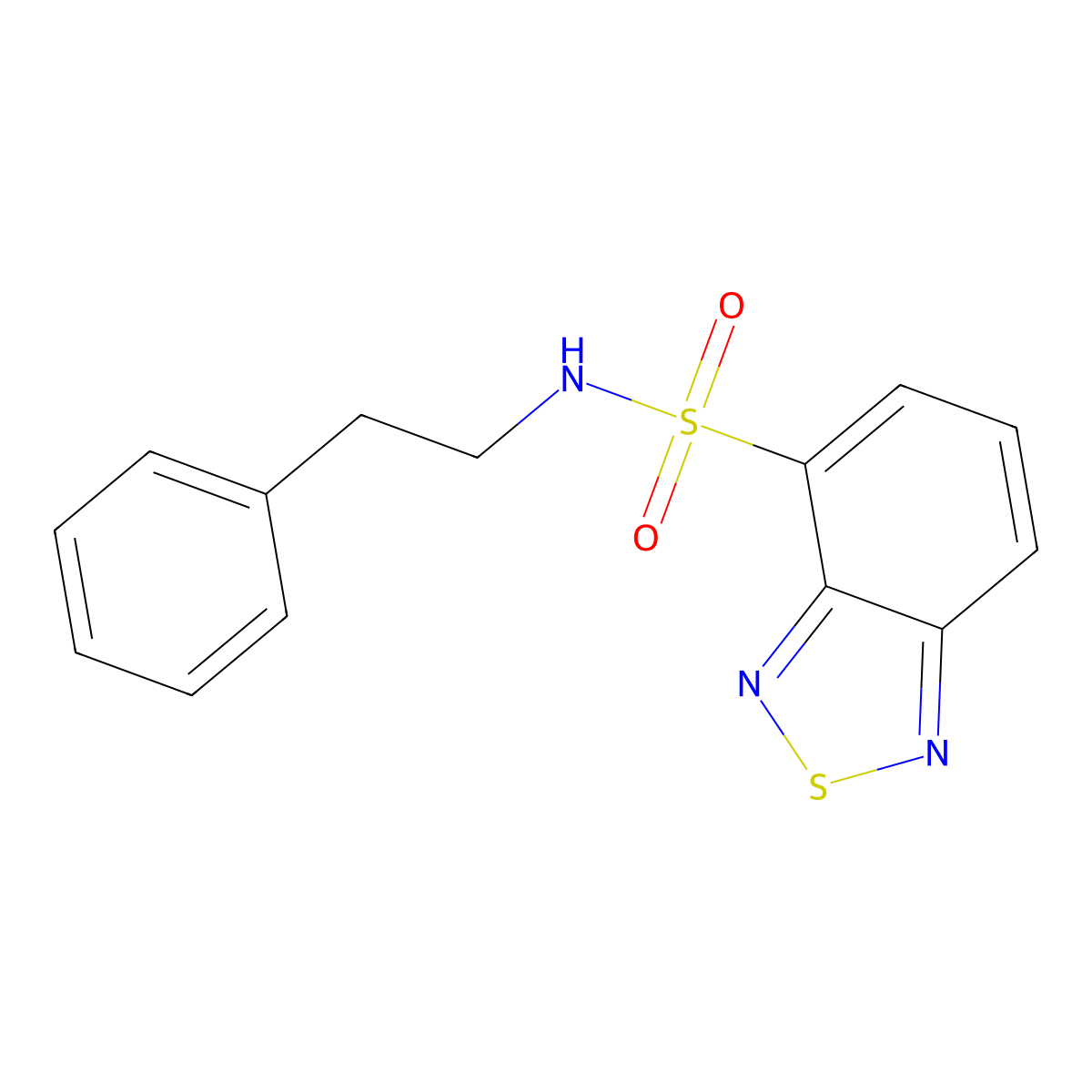 N-(2-phenylethyl)-2,1,3-benzothiadiazole-4-sulfonamide molecular structure, CAS 123708-44-1