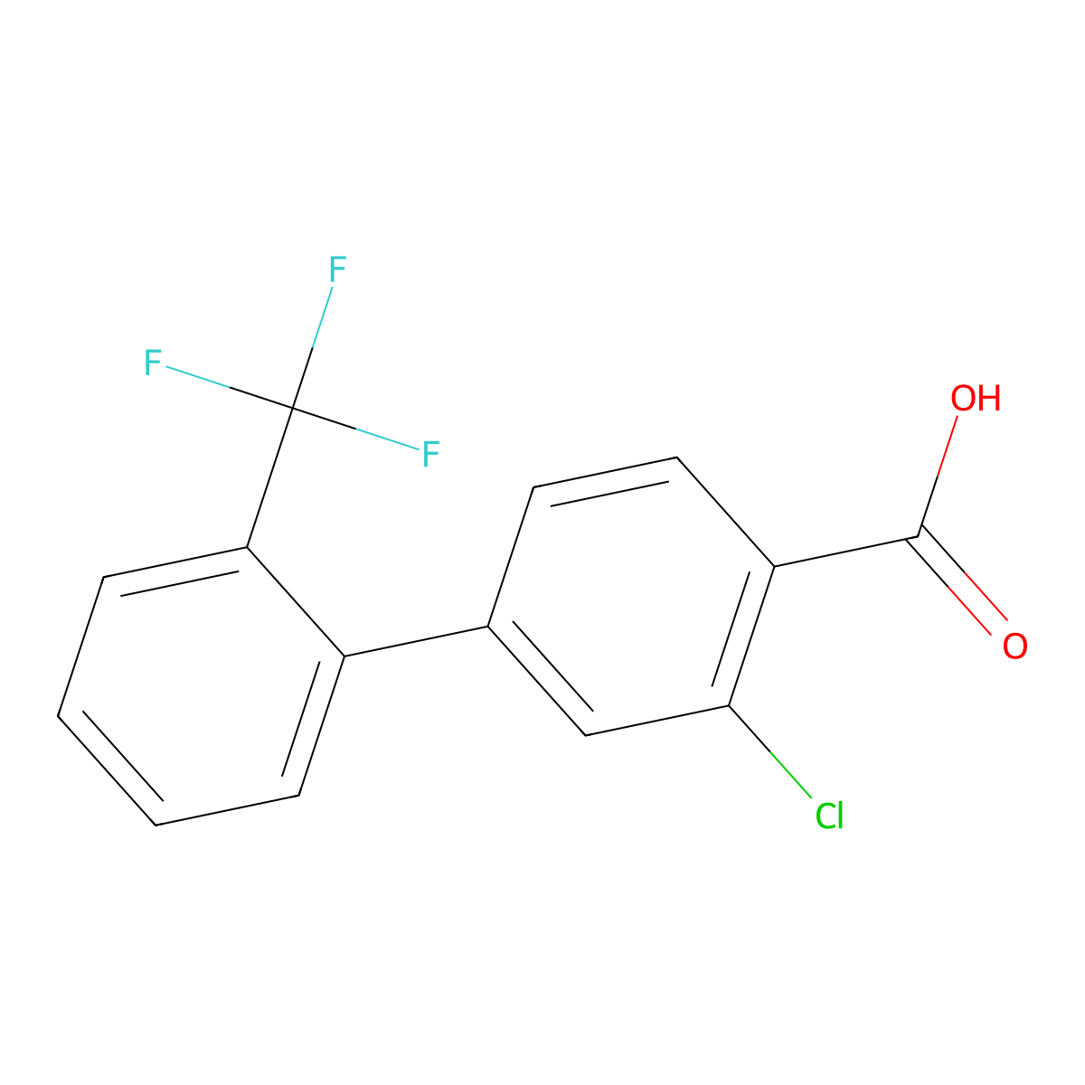 2-Chloro-4-(2-trifluoromethylphenyl)benzoic acid molecular structure, CAS 1237080-49-7