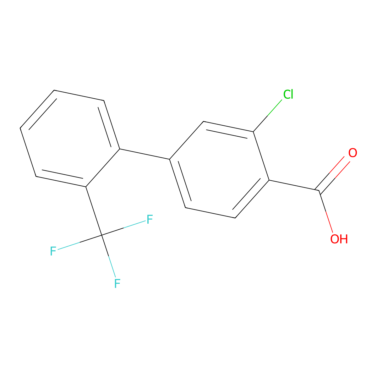 2-Chloro-4-(2-trifluoromethylphenyl)benzoic acid molecular structure, CAS 1237080-49-7