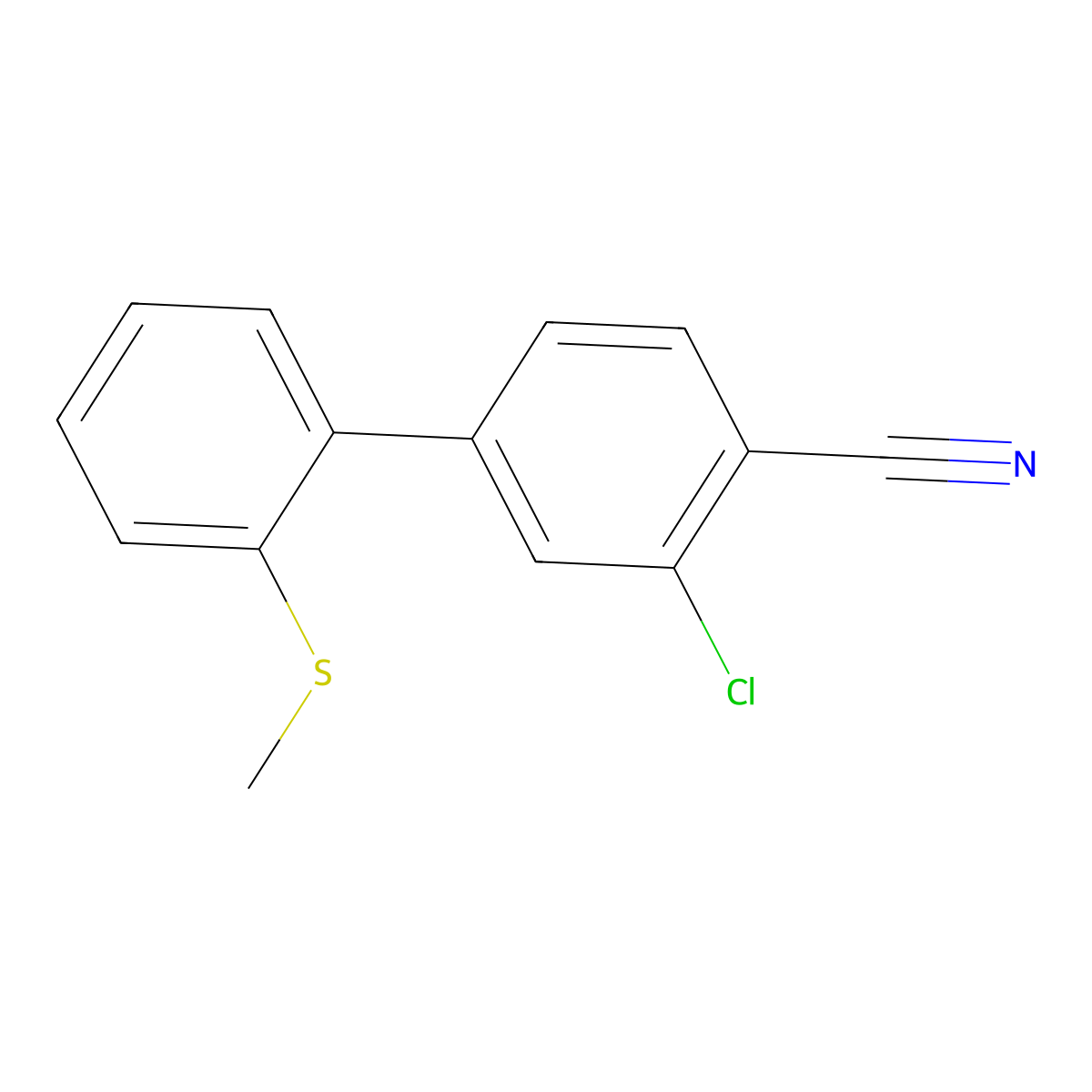 2-Chloro-4-[2-(methylsulfanyl)phenyl]benzonitrile molecular structure, CAS 1237083-91-8