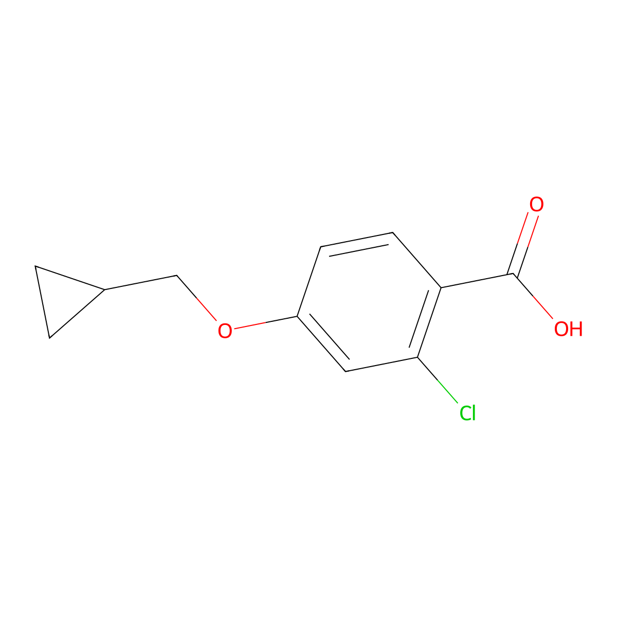 2-Chloro-4-(cyclopropylmethoxy)benzoic acid molecular structure, CAS 1237084-18-2