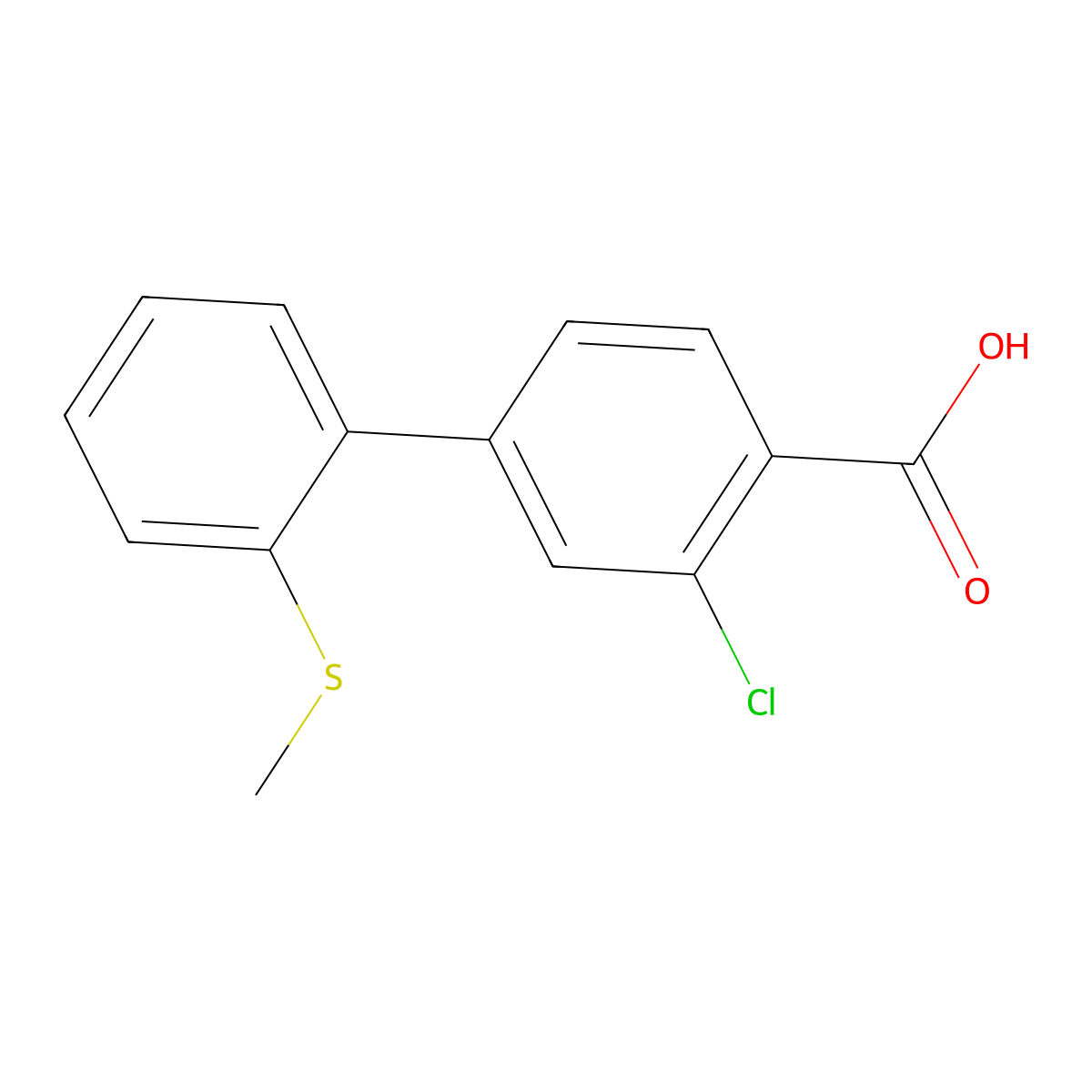 2-Chloro-4-(2-methylthiophenyl)benzoic acid molecular structure, CAS 1237089-82-5