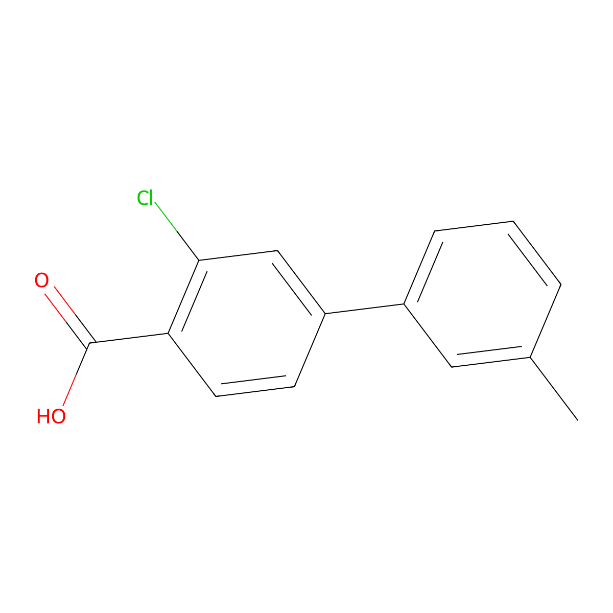 2-Chloro-4-(3-methylphenyl)benzoic acid molecular structure, CAS 1237103-23-9