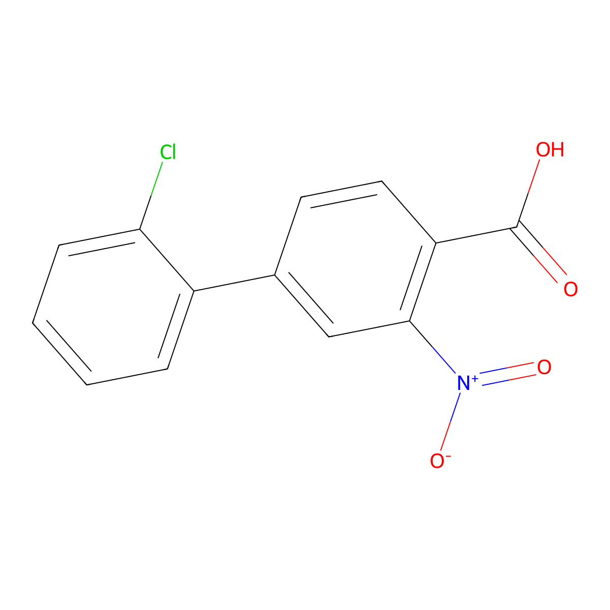 4-(2-Chlorophenyl)-2-nitrobenzoic acid molecular structure, CAS 1237104-19-6