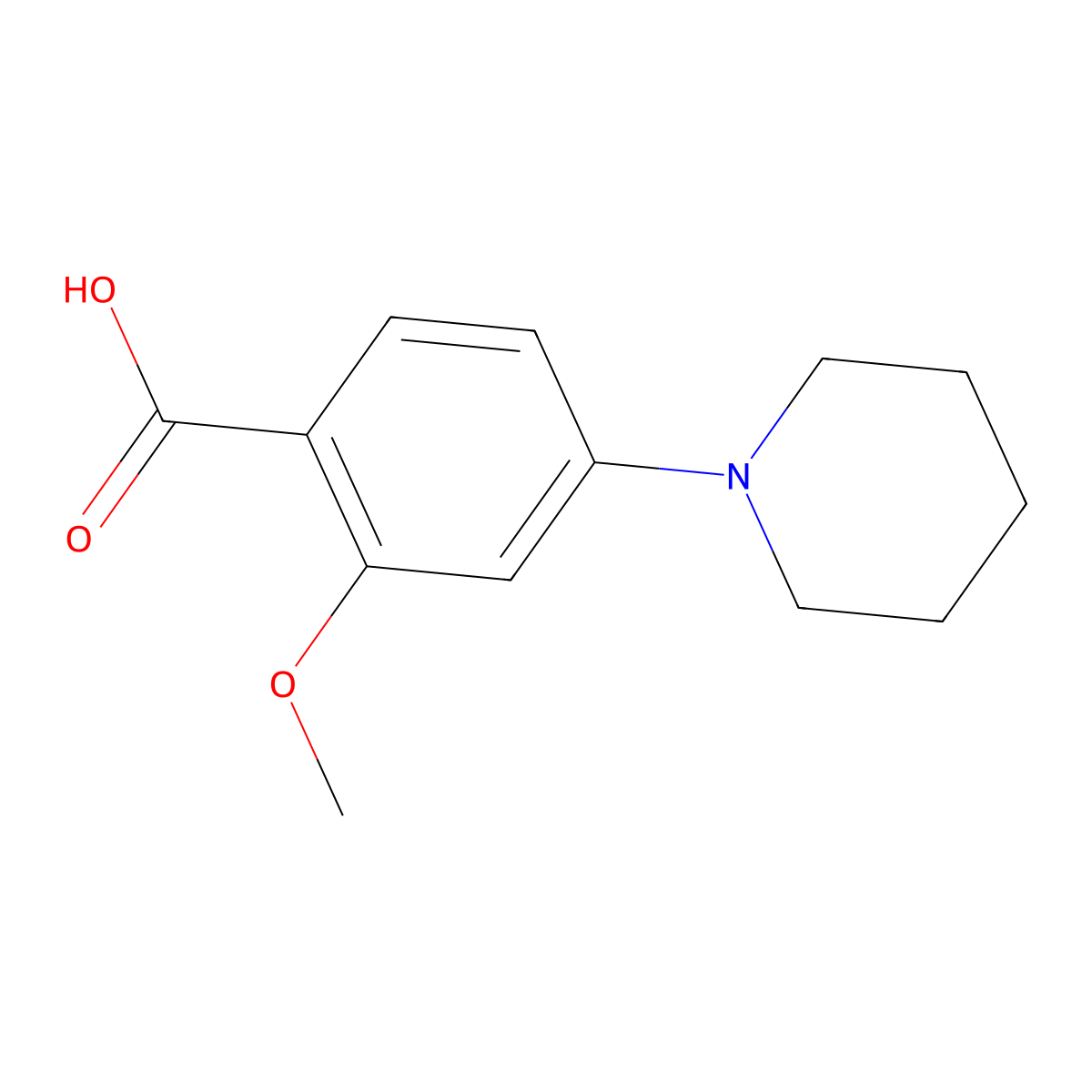 2-Methoxy-4-(piperidin-1-yl)benzoic acid molecular structure, CAS 1237107-31-1