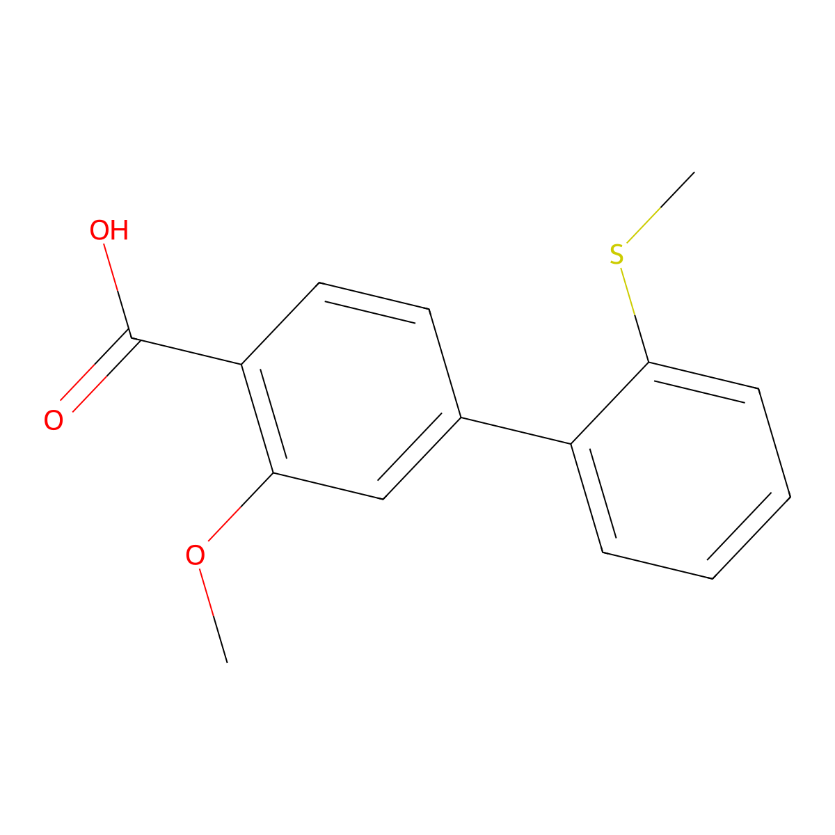 2-Methoxy-4-(2-methylthiophenyl)benzoic acid molecular structure, CAS 1237114-63-4