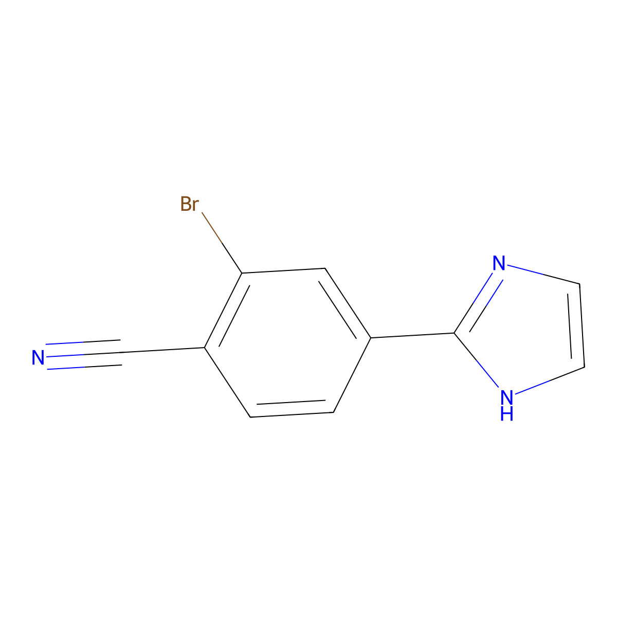 2-bromo-4-(1H-imidazol-2-yl)benzonitrile molecular structure, CAS 1237119-94-6