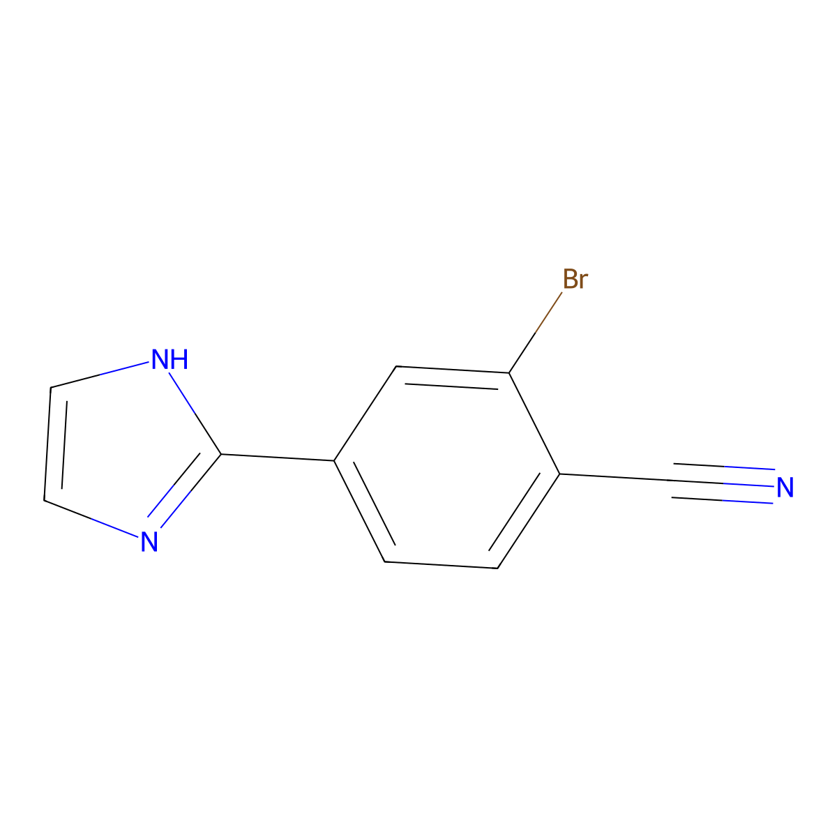 2-bromo-4-(1H-imidazol-2-yl)benzonitrile molecular structure, CAS 1237119-94-6