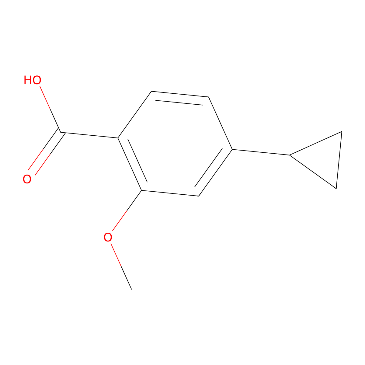 4-Cyclopropyl-2-methoxybenzoic acid molecular structure, CAS 1237130-43-6