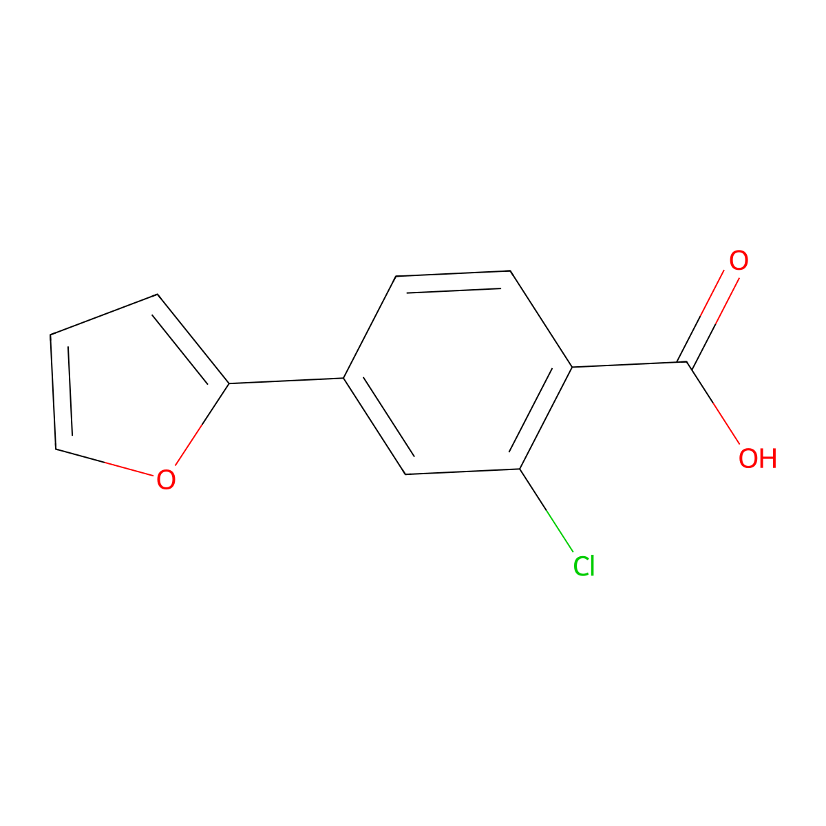 2-Chloro-4-(furan-2-YL)benzoic acid molecular structure, CAS 1237141-26-2