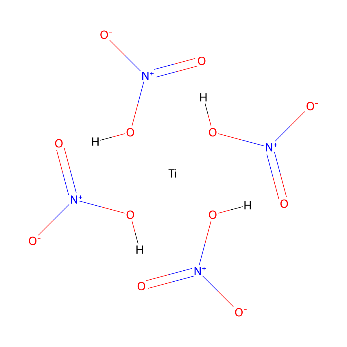 Titanium tetranitrate molecular structure, CAS 12372-56-4