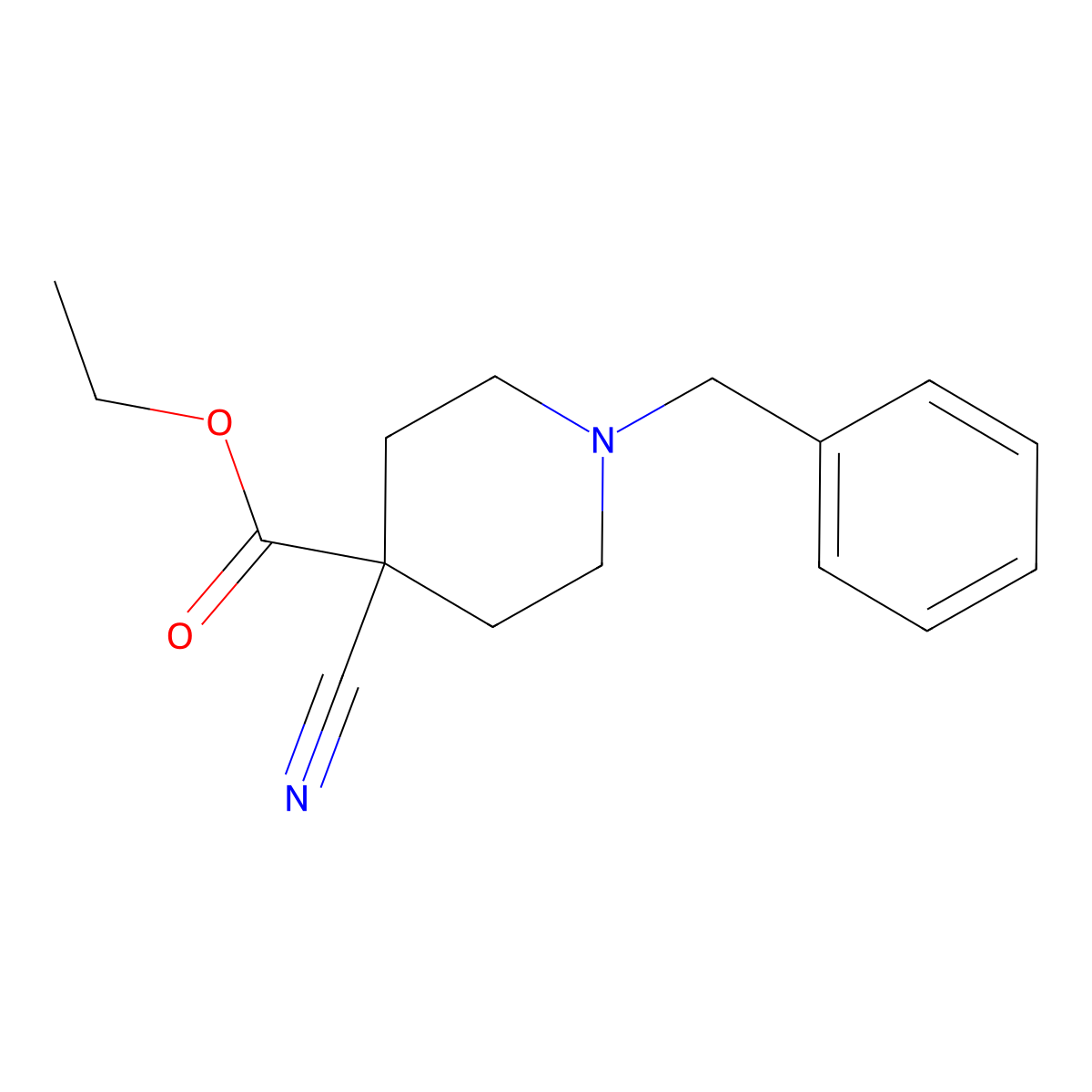 Ethyl 1-benzyl-4-cyanopiperidine-4-carboxylate molecular structure, CAS 123730-67-6