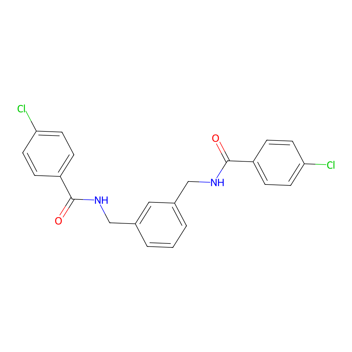 4-chloro-N-[[3-[[(4-chlorobenzoyl)amino]methyl]phenyl]methyl]benzamide molecular structure, CAS 123738-68-1