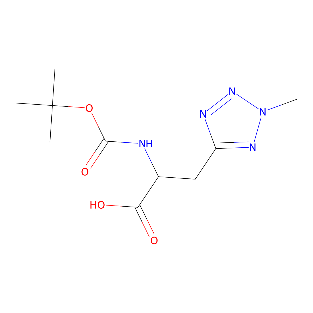 2-{[(tert-butoxy)carbonyl]amino}-3-(2-methyl-2H-1,2,3,4-tetrazol-5-yl)propanoic acid molecular structure, CAS 1237429-52-5
