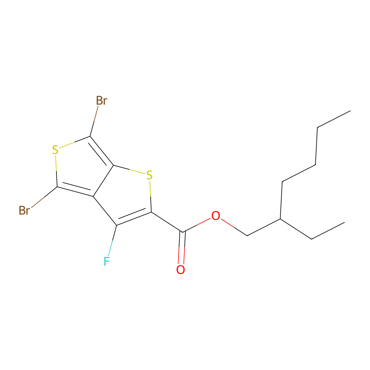 2-Ethylhexyl 4,6-dibromo-3-fluorothieno(3,4-b)thiophene-2-carboxylate molecular structure, CAS 1237479-38-7