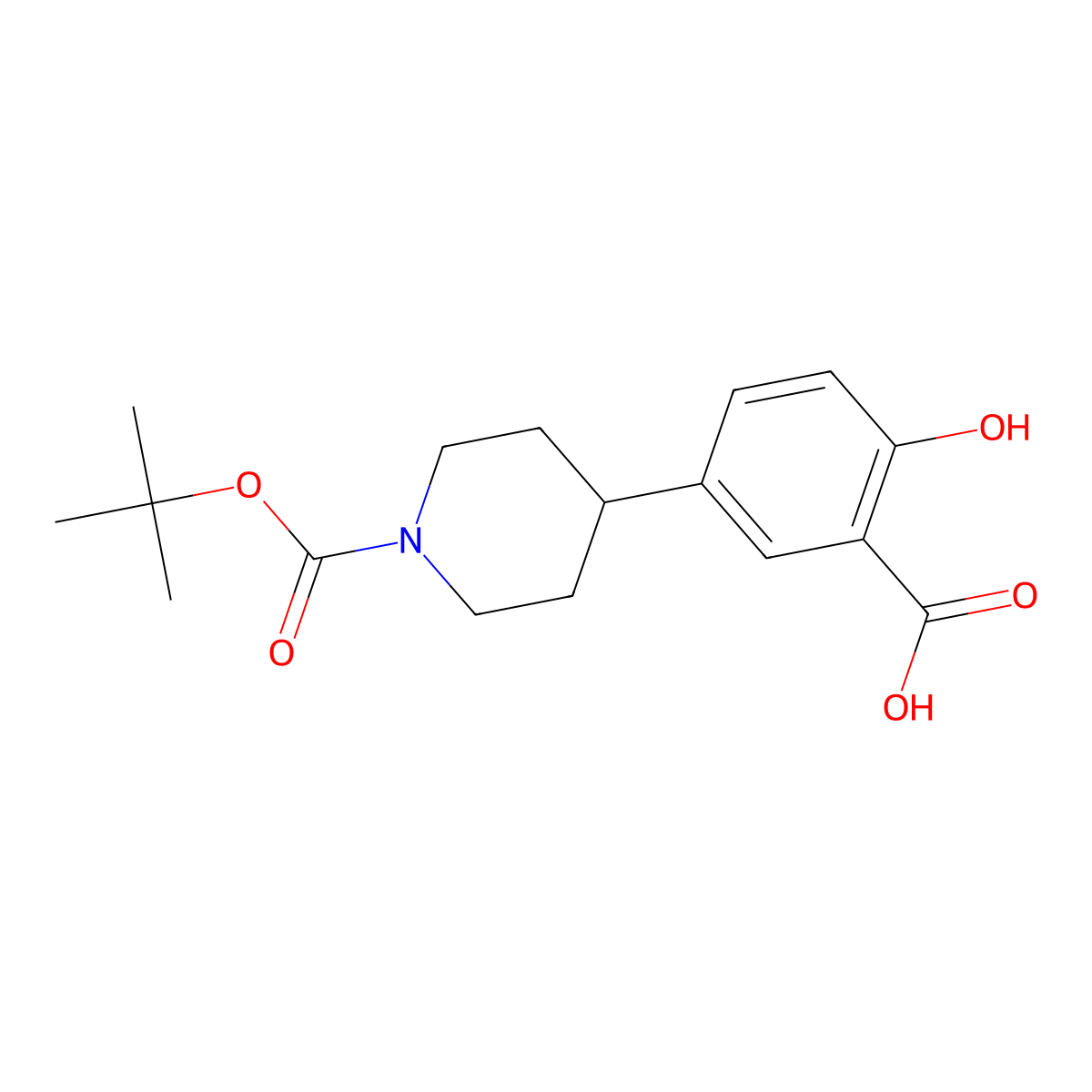5-{1-[(Tert-butoxy)carbonyl]piperidin-4-yl}-2-hydroxybenzoic acid molecular structure, CAS 1237518-10-3