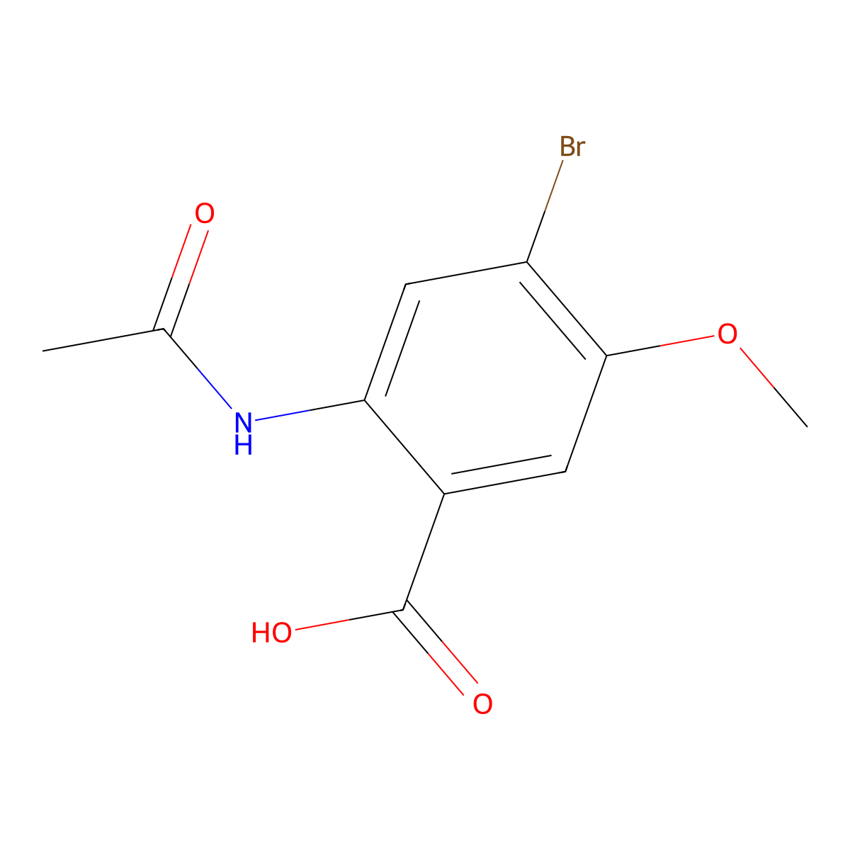 4-Bromo-2-acetamido-5-methoxybenzoic acid molecular structure, CAS 1237518-32-9