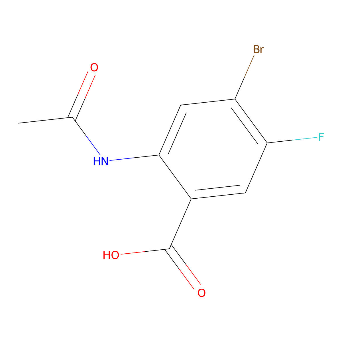 4-Bromo-2-acetamido-5-fluorobenzoic acid molecular structure, CAS 1237518-33-0