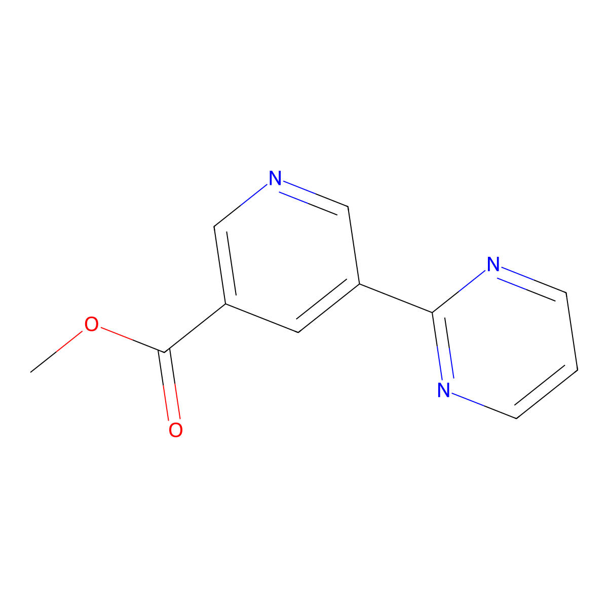 Methyl 5-(pyrimidin-2-yl)pyridine-3-carboxylate molecular structure, CAS 1237518-65-8