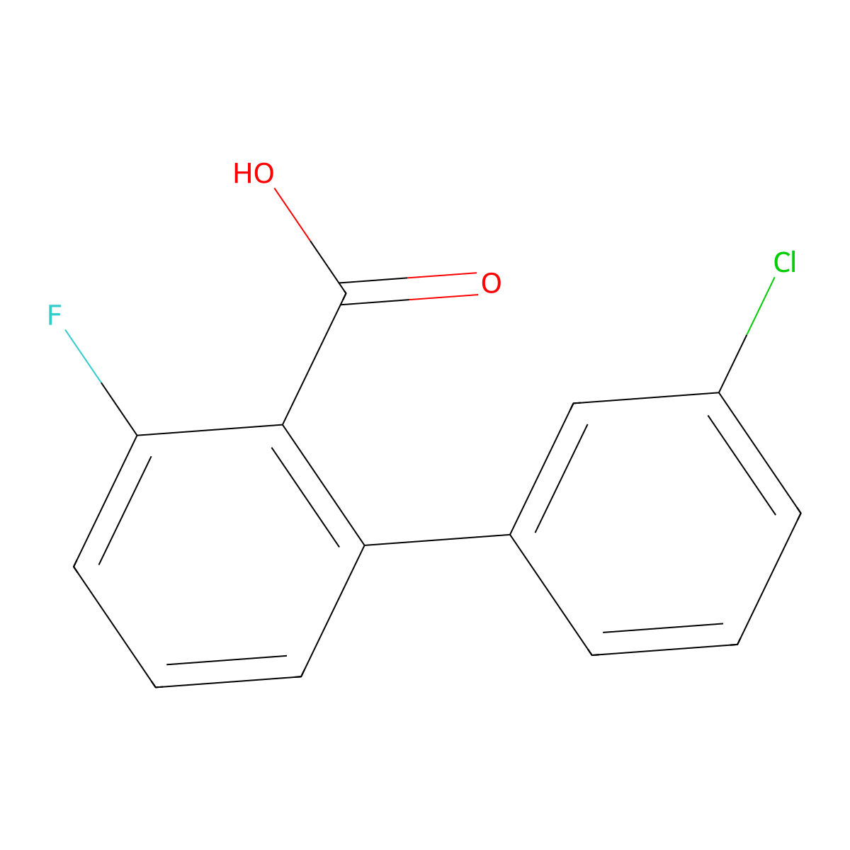 2-(3-Chlorophenyl)-6-fluorobenzoic acid molecular structure, CAS 1237526-11-2