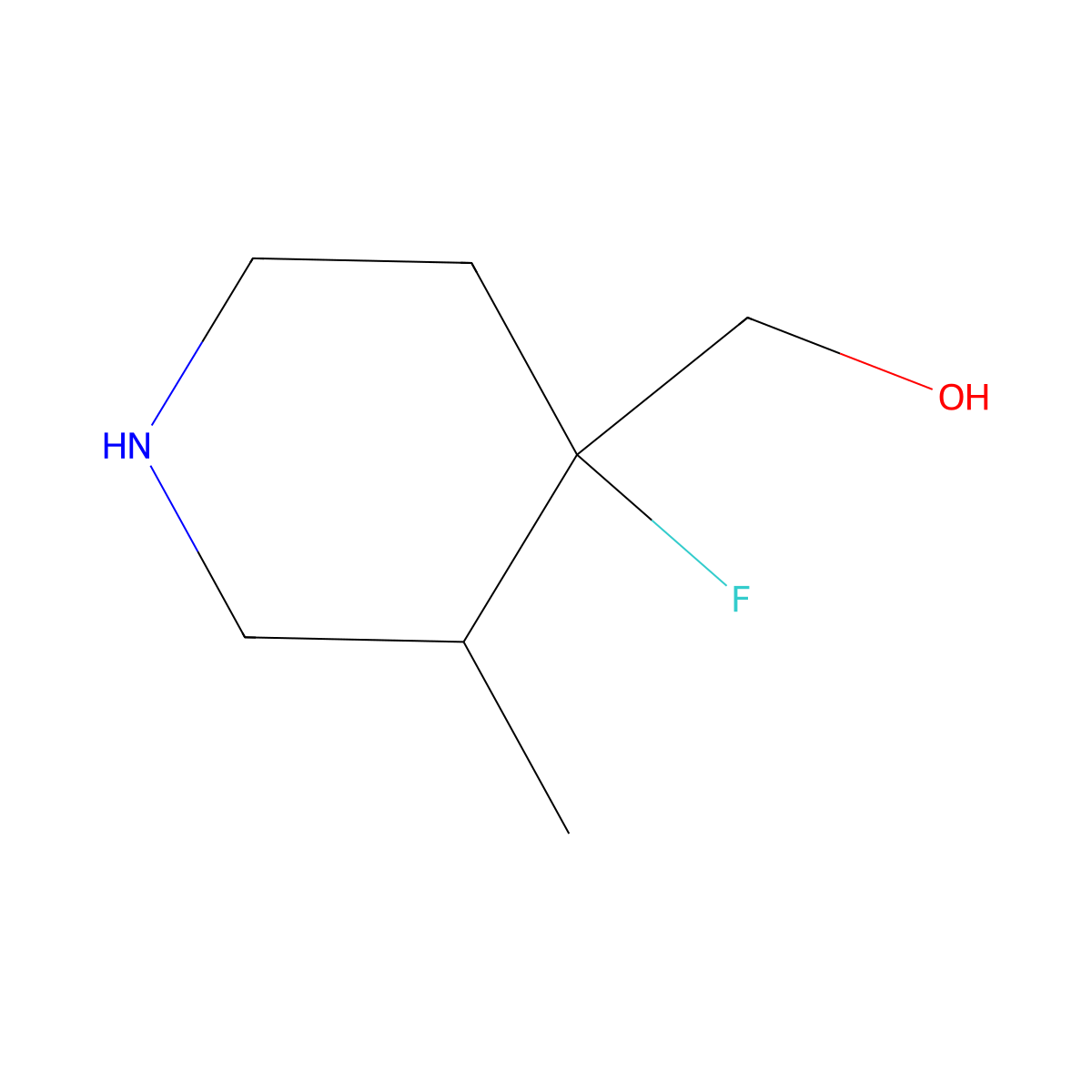 (4-Fluoro-3-methylpiperidin-4-yl)methanol molecular structure, CAS 1237526-18-9