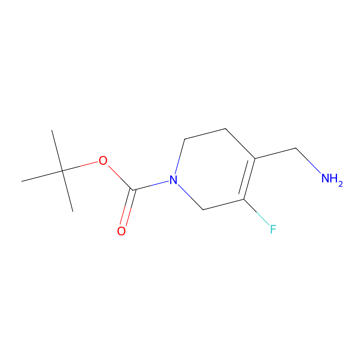 1-Boc-5-fluoro-1,2,3,6-tetrahydropyridine-4-methanamine molecular structure, CAS 1237526-41-8