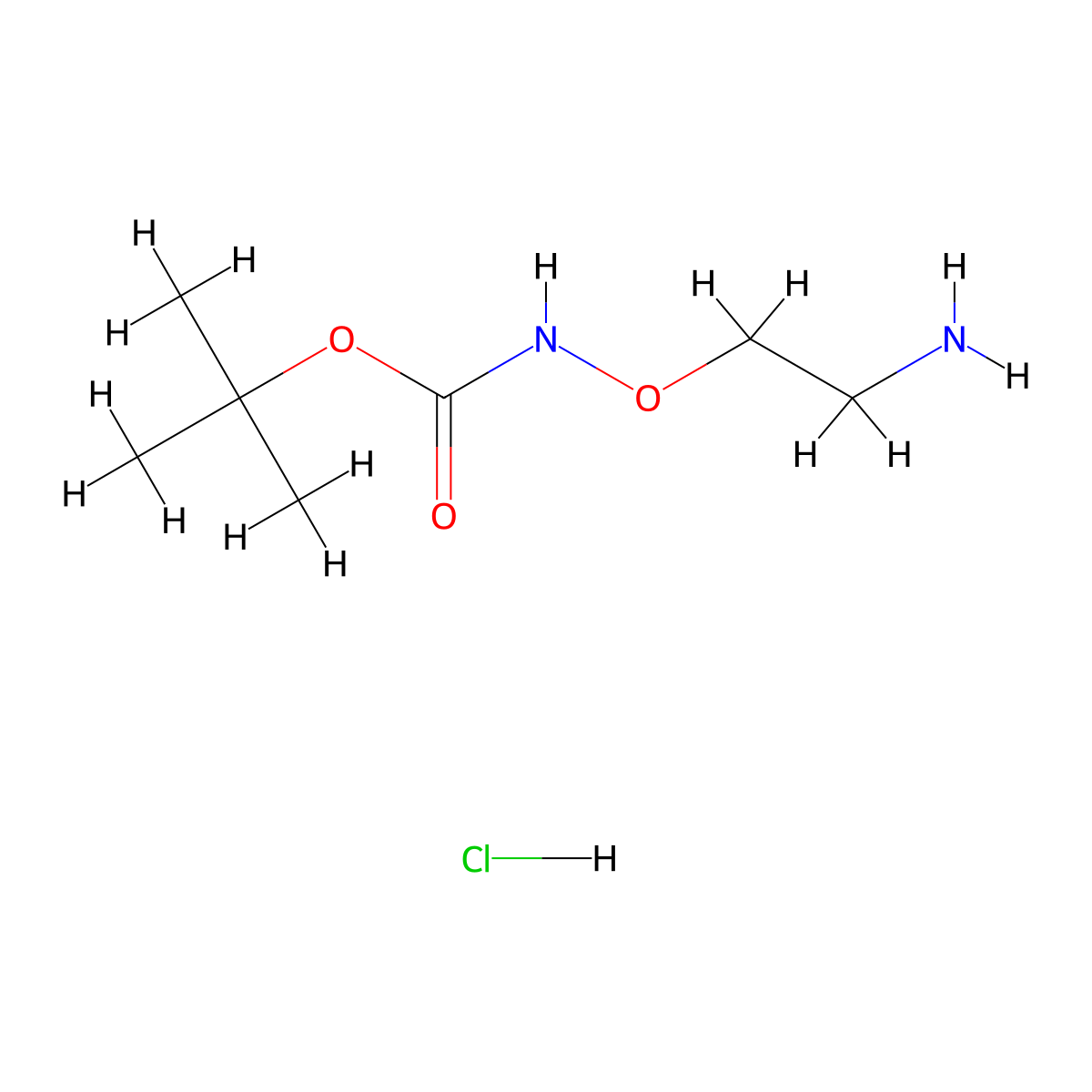 Carbamic acid, N-(2-aminoethoxy)-, 1,1-dimethylethyl ester, hydrochloride (1:1) molecular structure, CAS 1237528-48-1
