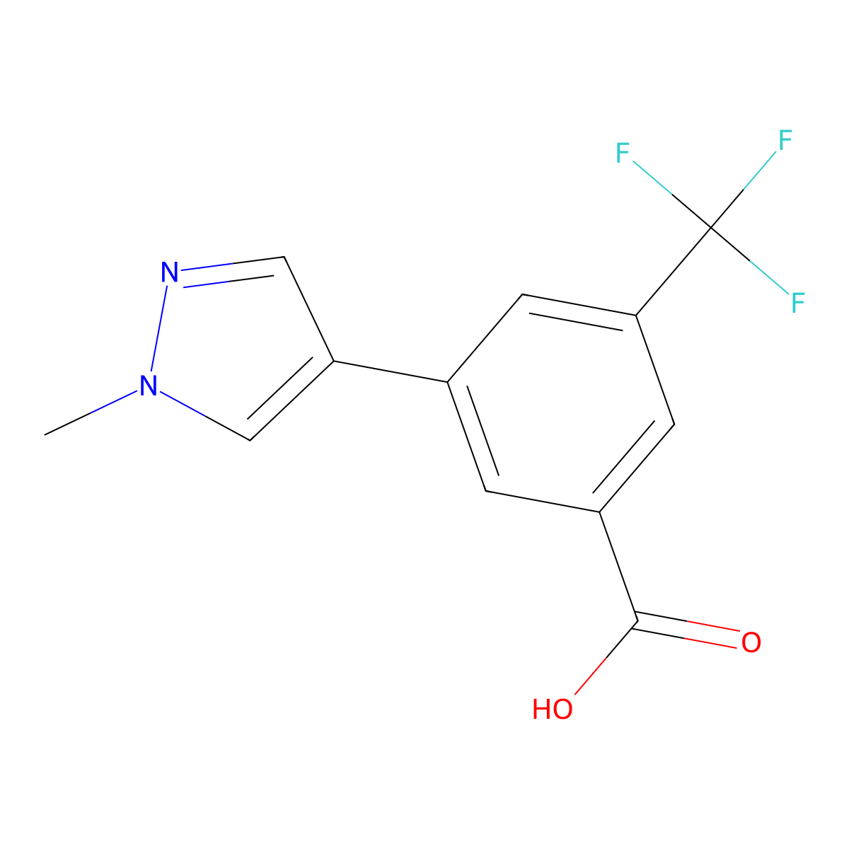 3-(1-methyl-1H-pyrazol-4-yl)-5-(trifluoromethyl)benzoic acid molecular structure, CAS 1237536-11-6