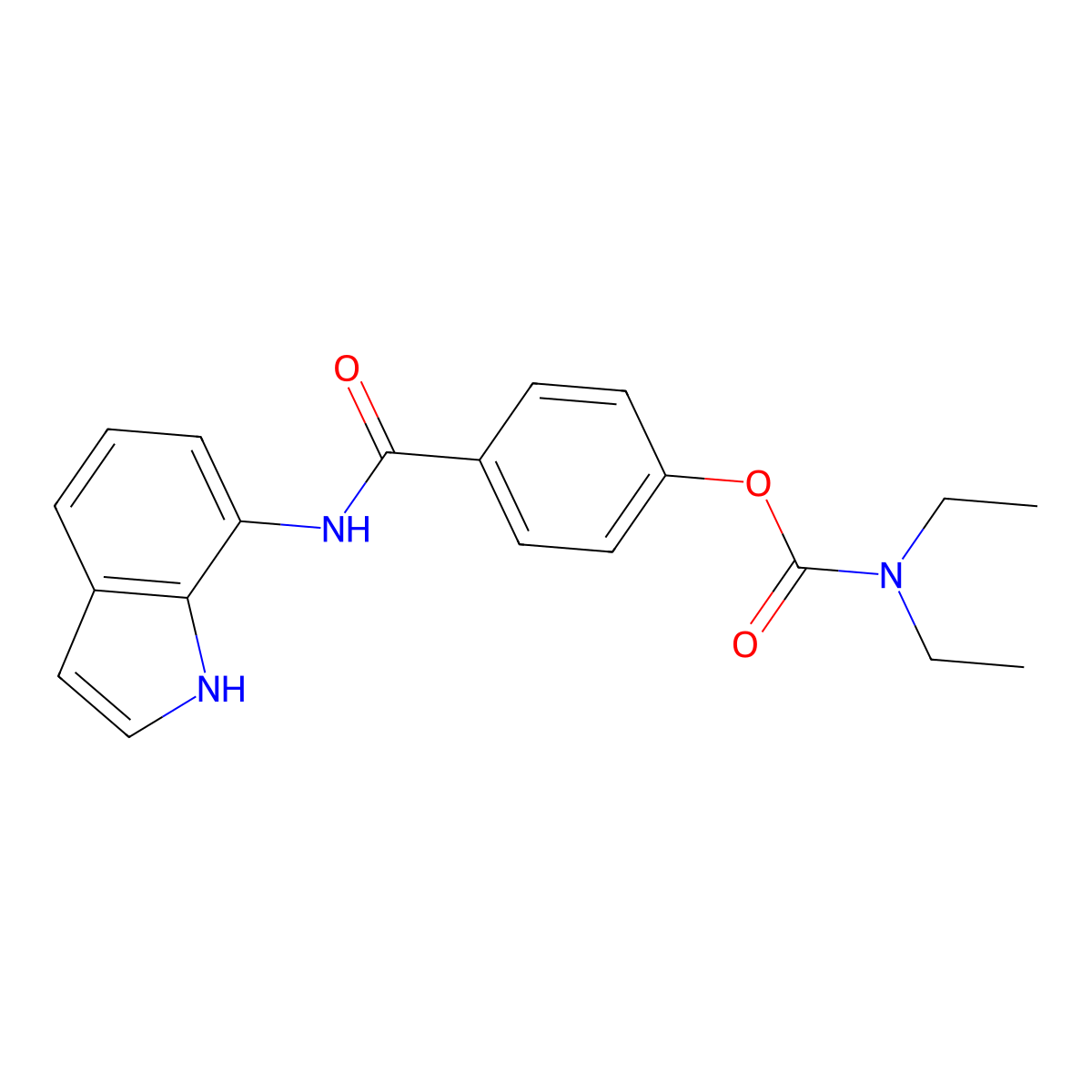4-((1H-Indol-7-yl)carbamoyl)phenyl diethylcarbamate molecular structure, CAS 1237541-73-9