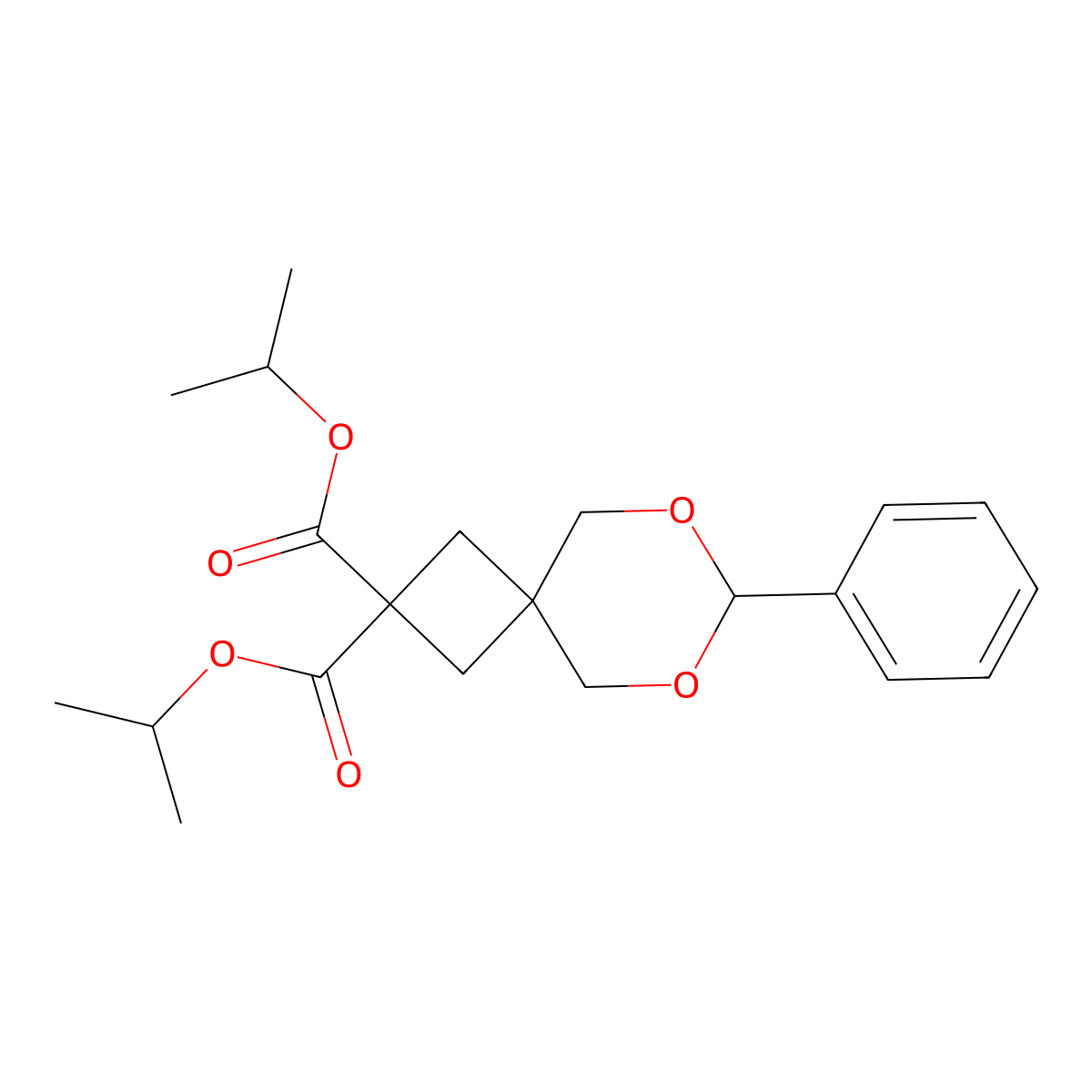 Diisopropyl 7-phenyl-6,8-dioxaspiro[3.5]nonane-2,2-dicarboxylate molecular structure, CAS 1237542-07-2