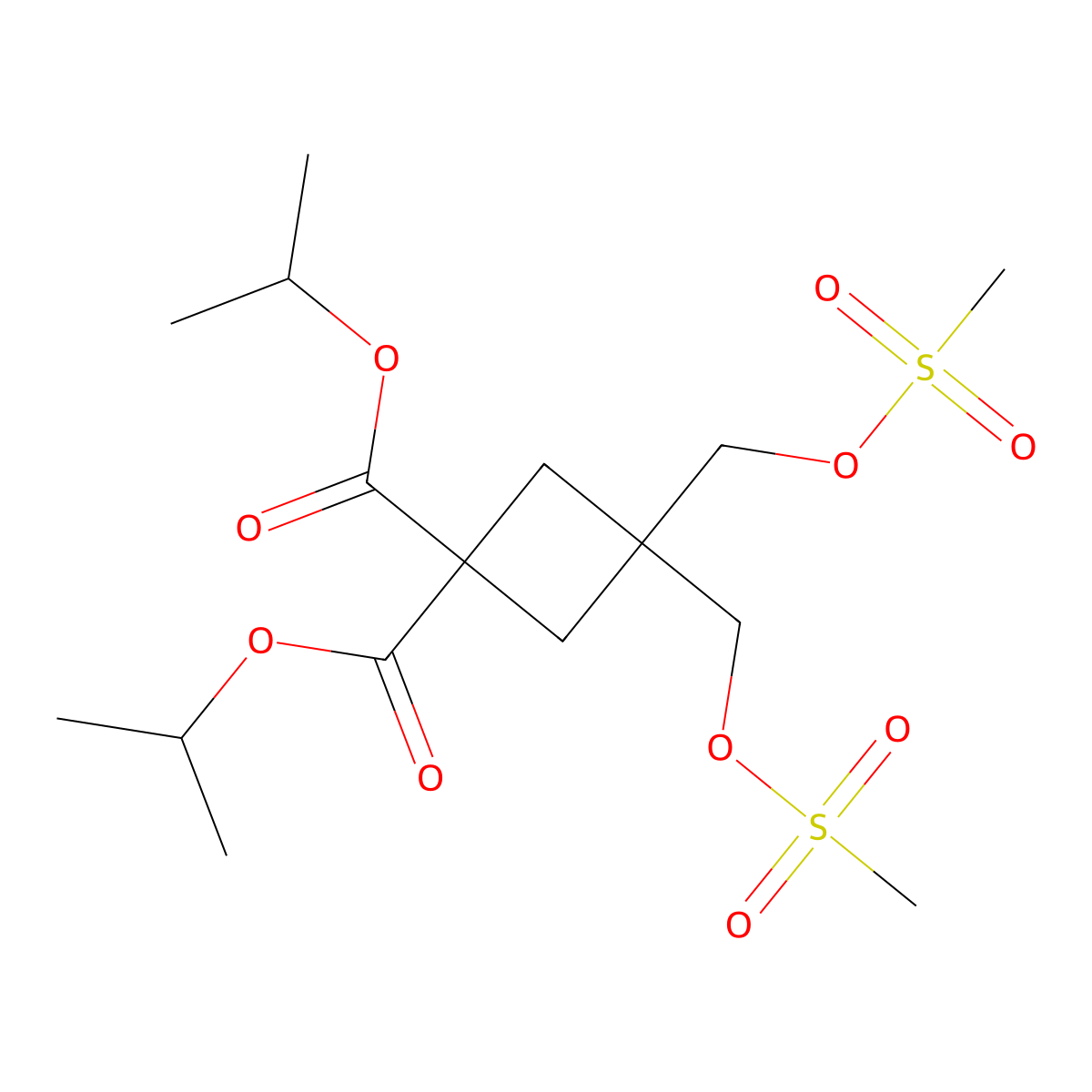1,1-Bis(1-methylethyl) 3,3-bis[[(methylsulfonyl)oxy]methyl]-1,1-cyclobutanedicarboxylate molecular structure, CAS 1237542-09-4