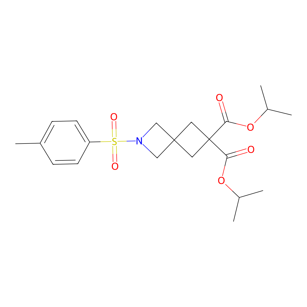 Diisopropyl 2-tosyl-2-azaspiro[3.3]heptane-6,6-dicarboxylate molecular structure, CAS 1237542-10-7