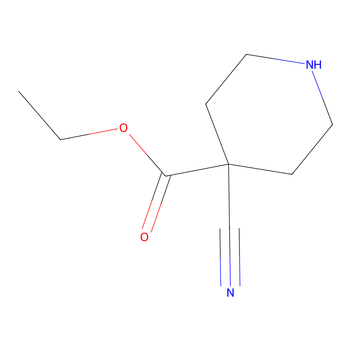 Ethyl 4-cyanopiperidine-4-carboxylate molecular structure, CAS 123755-34-0