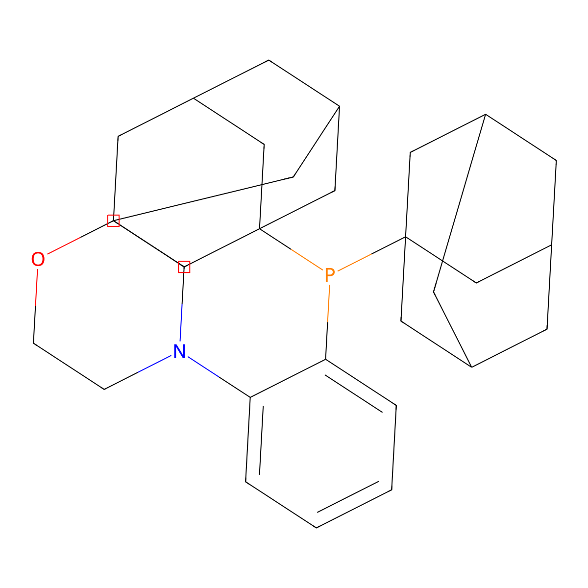 4-(2-(Di(adamantan-1-yl)phosphino)phenyl)morpholine , MorDalPhos molecular structure, CAS 1237588-12-3