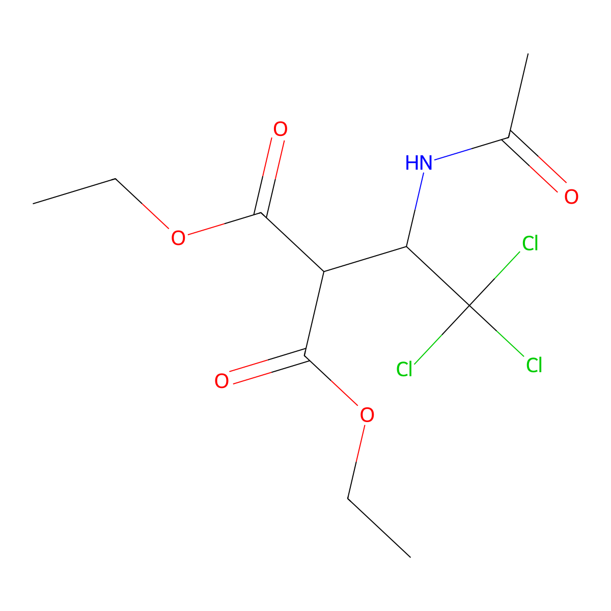 Diethyl 2-(1-acetamido-2,2,2-trichloroethyl)malonate molecular structure, CAS 123761-87-5