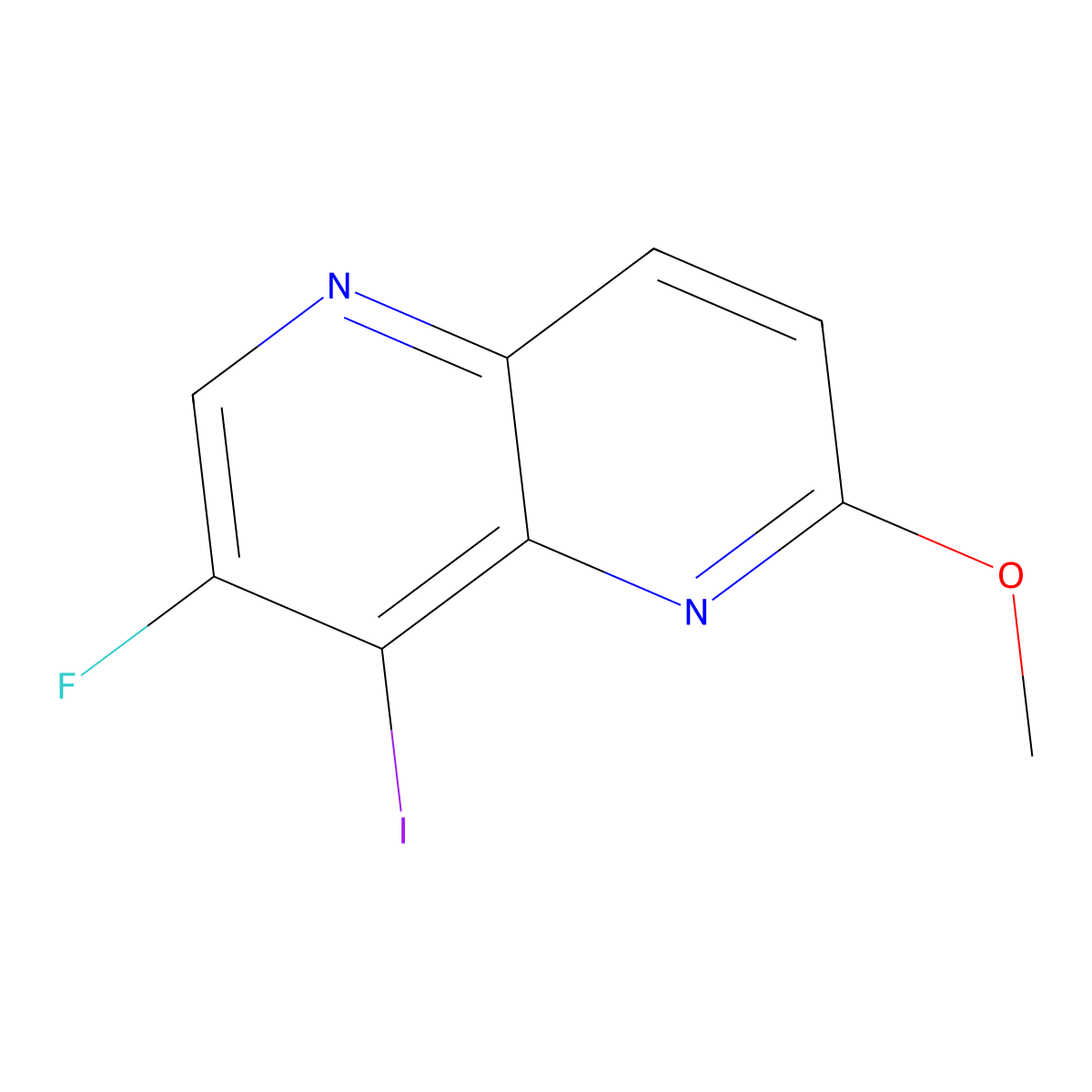 7-Fluoro-8-iodo-2-methoxy-1,5-naphthyridine molecular structure, CAS 1237685-08-3