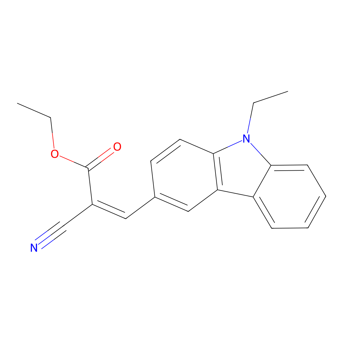 ethyl (E)-2-cyano-3-(9-ethylcarbazol-3-yl)prop-2-enoate molecular structure, CAS 123770-87-6