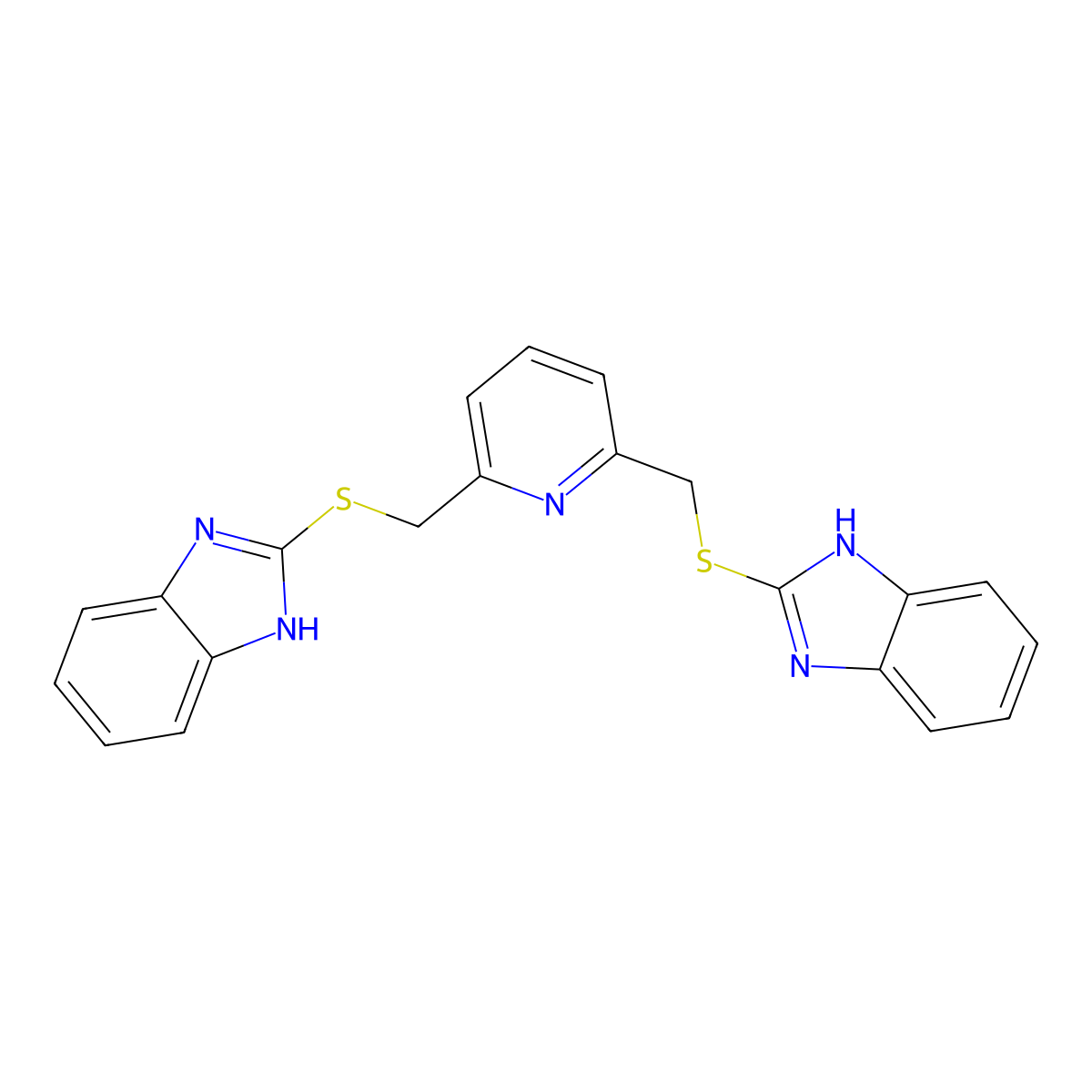 2-[({6-[(1H-Benzimidazol-2-ylsulfanyl)methyl]-2-pyridinyl}methyl)sulfanyl]-1H-benzimidazole molecular structure, CAS 123771-22-2