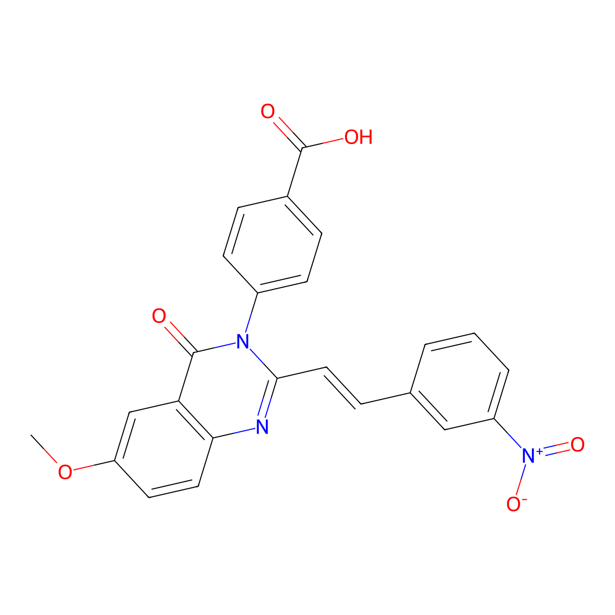 (E)-4-(6-Methoxy-2-(3-nitrostyryl)-4-oxoquinazolin-3(4H)-yl)benzoic acid molecular structure, CAS 1237744-13-6