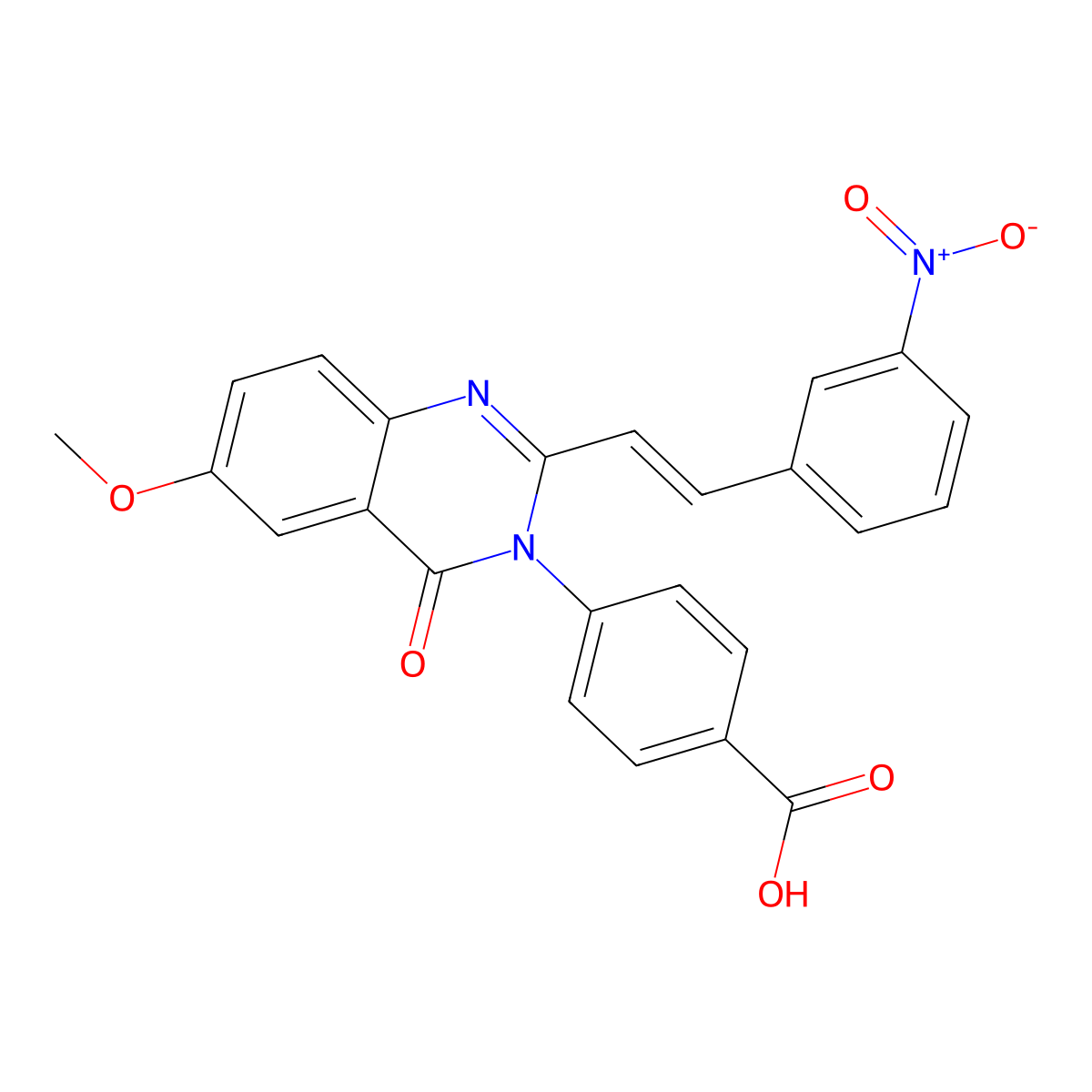 (E)-4-(6-Methoxy-2-(3-nitrostyryl)-4-oxoquinazolin-3(4H)-yl)benzoic acid molecular structure, CAS 1237744-13-6