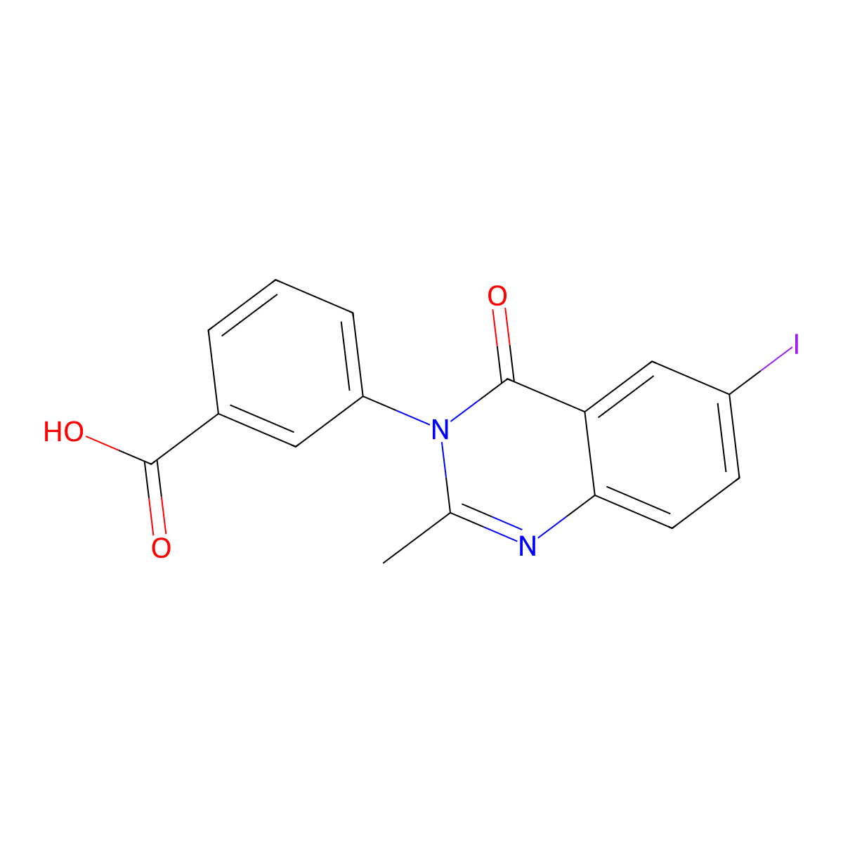 3-(6-iodo-2-methyl-4-oxoquinazolin-3(4H)-yl)benzoic acid molecular structure, CAS 1237744-93-2