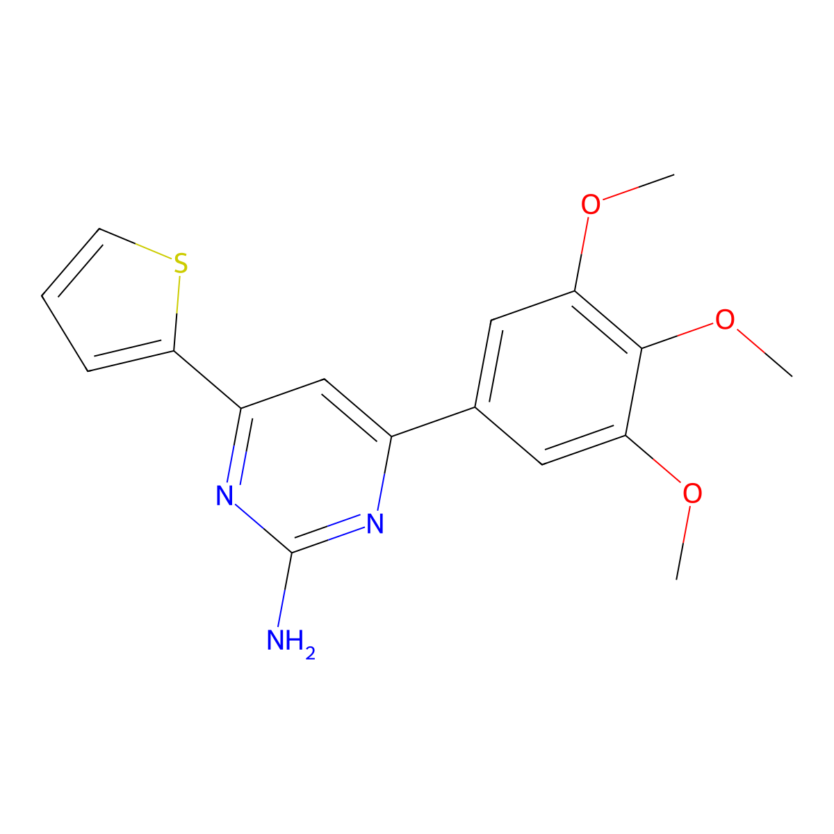 4-(Thiophen-2-yl)-6-(3,4,5-trimethoxyphenyl)pyrimidin-2-amine molecular structure, CAS 1237747-13-5