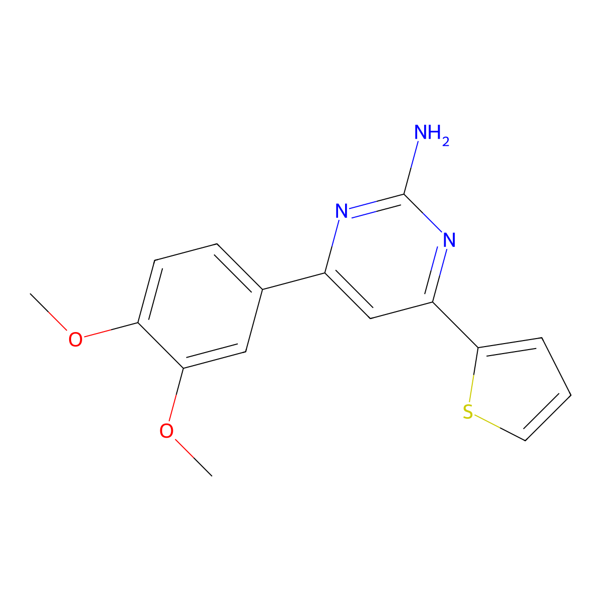 4-(3,4-Dimethoxyphenyl)-6-(thiophen-2-yl)pyrimidin-2-amine molecular structure, CAS 1237747-14-6