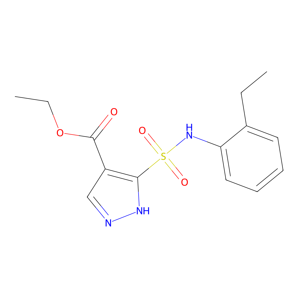 ethyl 5-[(2-ethylphenyl)sulfamoyl]-1H-pyrazole-4-carboxylate molecular structure, CAS 1237769-62-8
