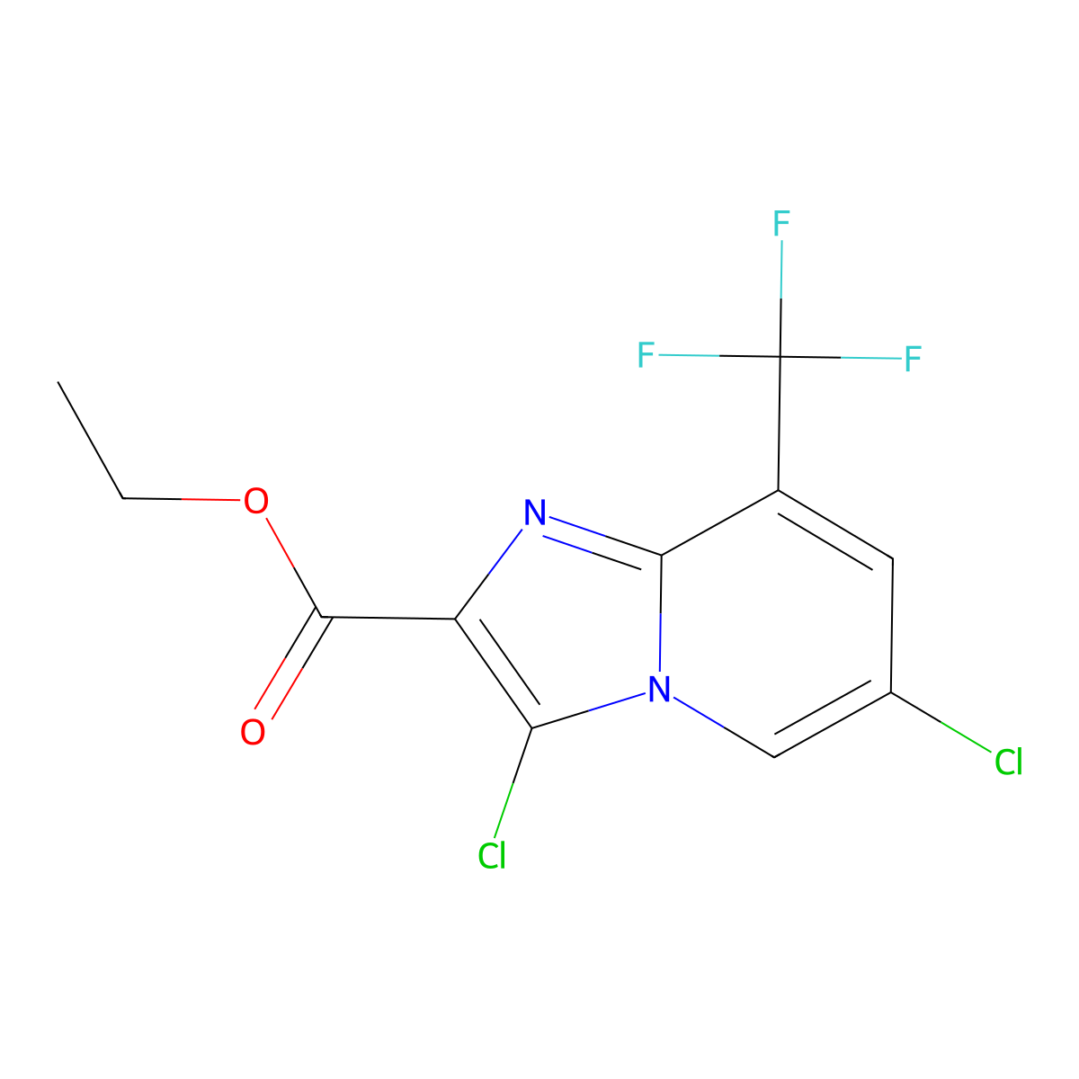 Ethyl 3,6-dichloro-8-(trifluoromethyl)imidazo[1,2-A]pyridine-2-carboxylate molecular structure, CAS 1237838-85-5