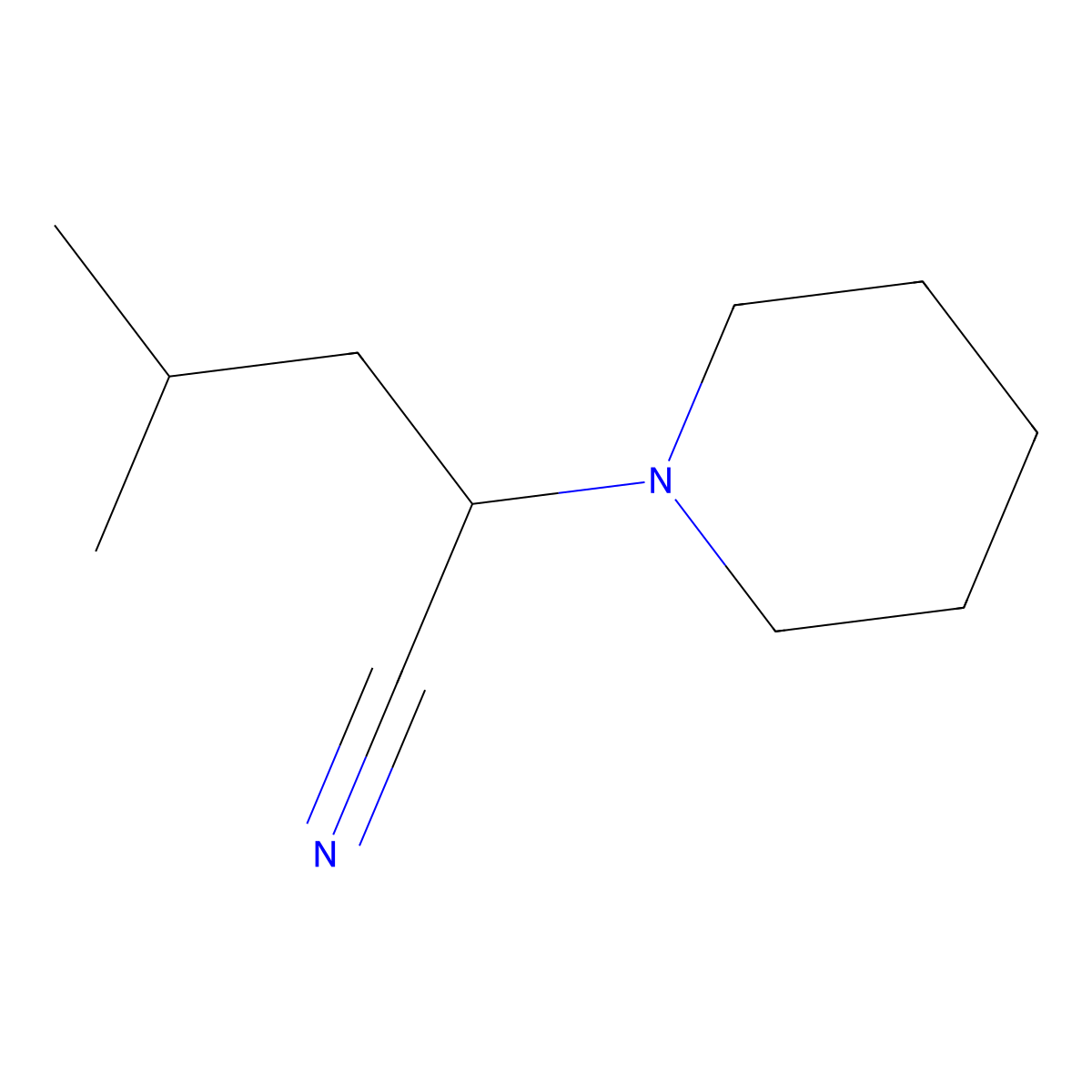 4-Methyl-2-(piperidin-1-YL)pentanenitrile molecular structure, CAS 123784-17-8