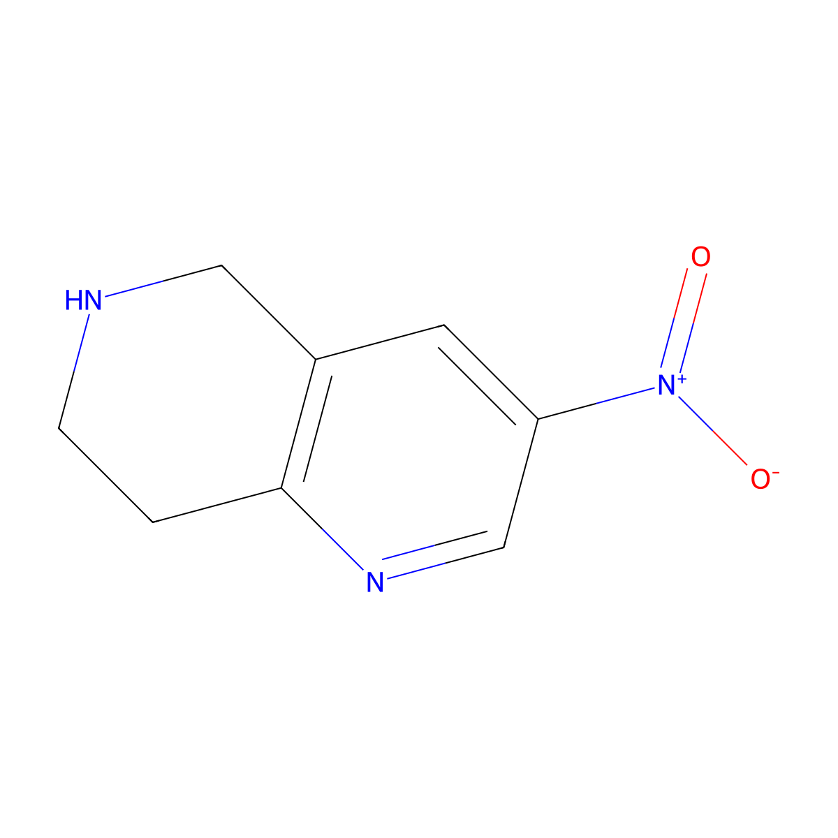 3-Nitro-5,6,7,8-tetrahydro-1,6-naphthyridine molecular structure, CAS 123792-68-7