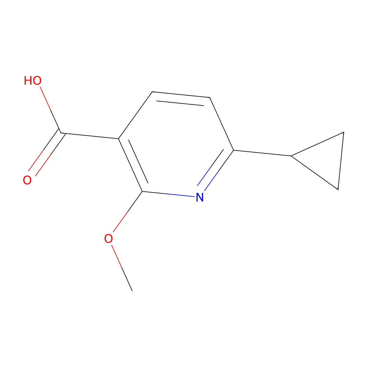 6-Cyclopropyl-2-methoxy-3-pyridinecarboxylic acid molecular structure, CAS 1237943-51-9