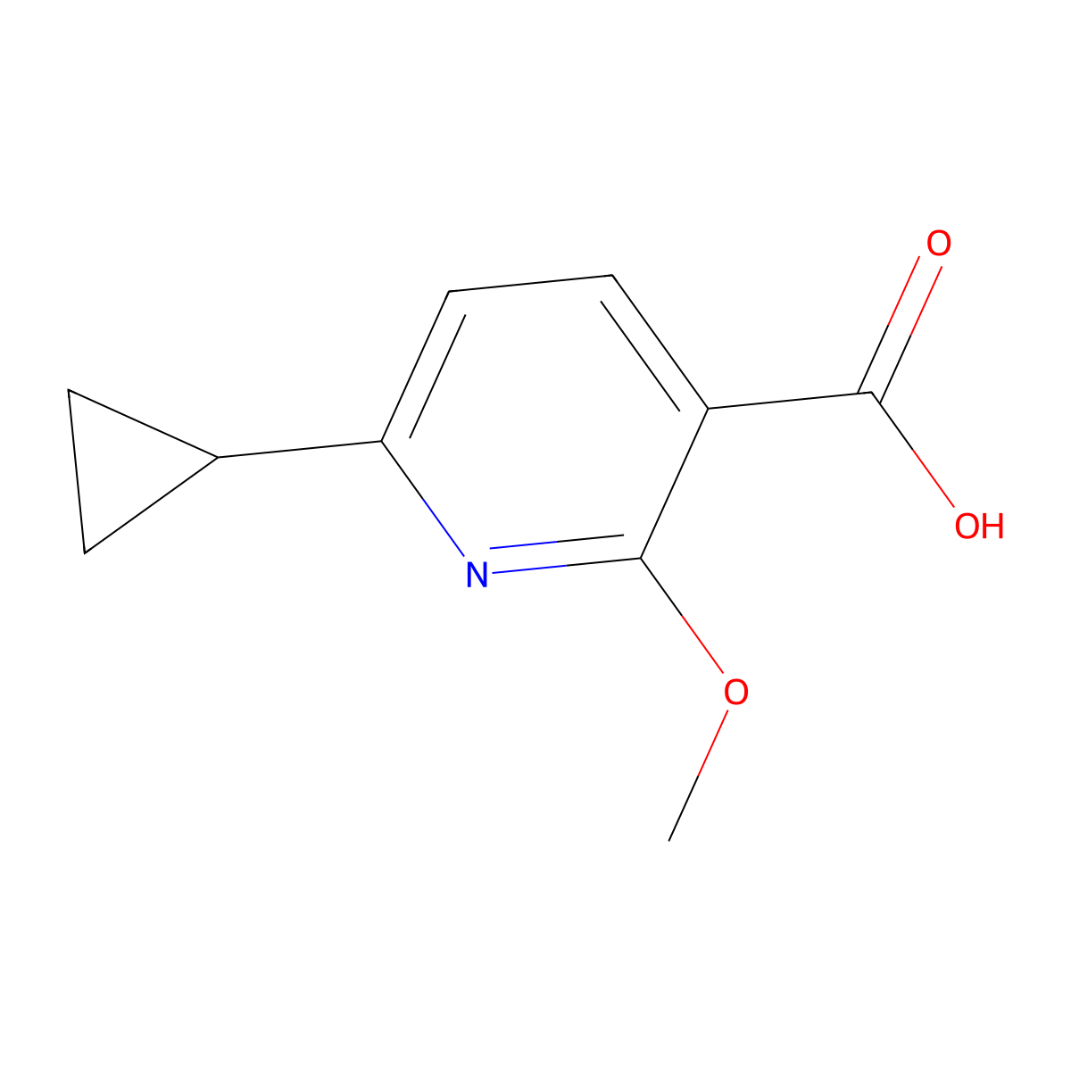 6-Cyclopropyl-2-methoxy-3-pyridinecarboxylic acid molecular structure, CAS 1237943-51-9