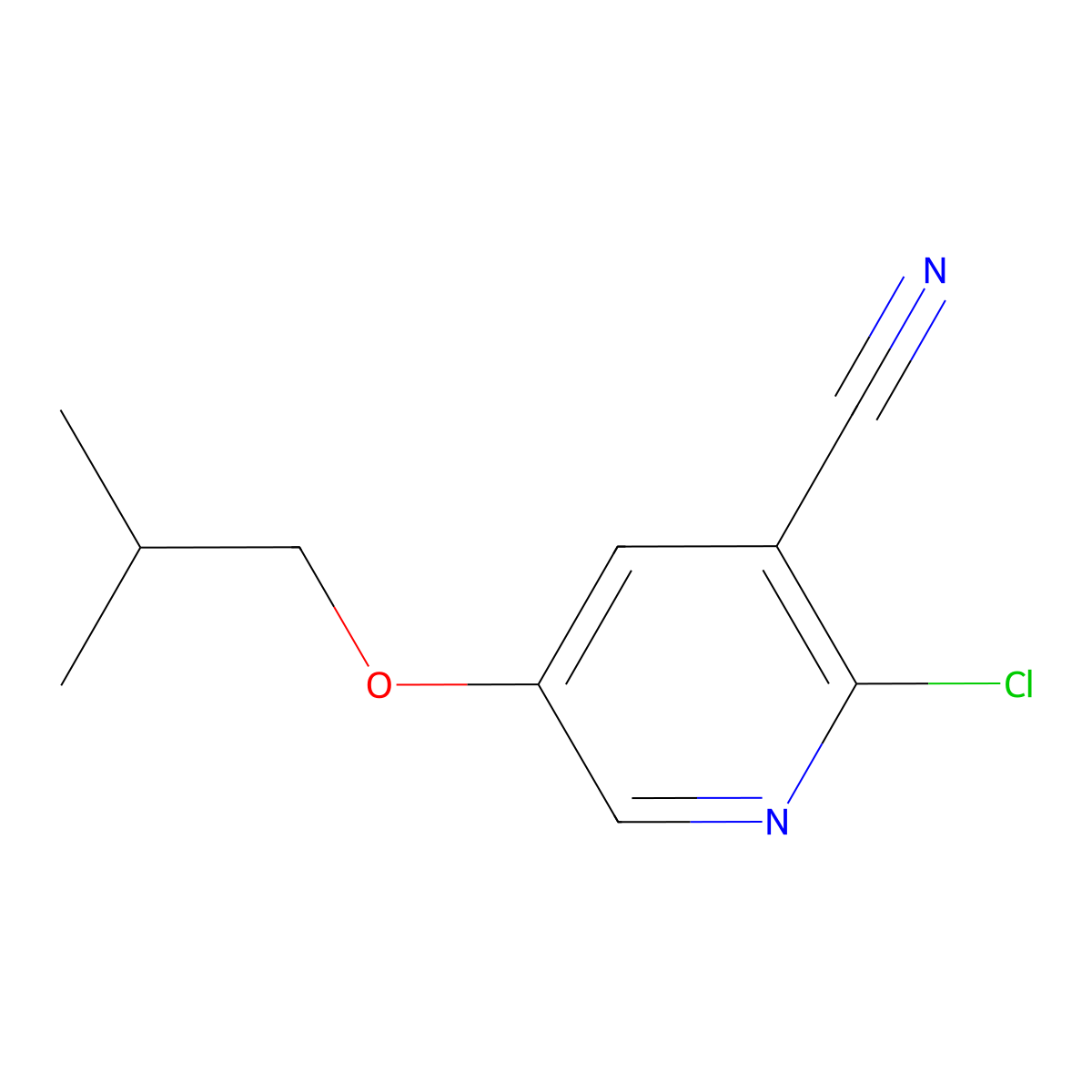 2-Chloro-5-isobutoxynicotinonitrile molecular structure, CAS 1237949-42-6
